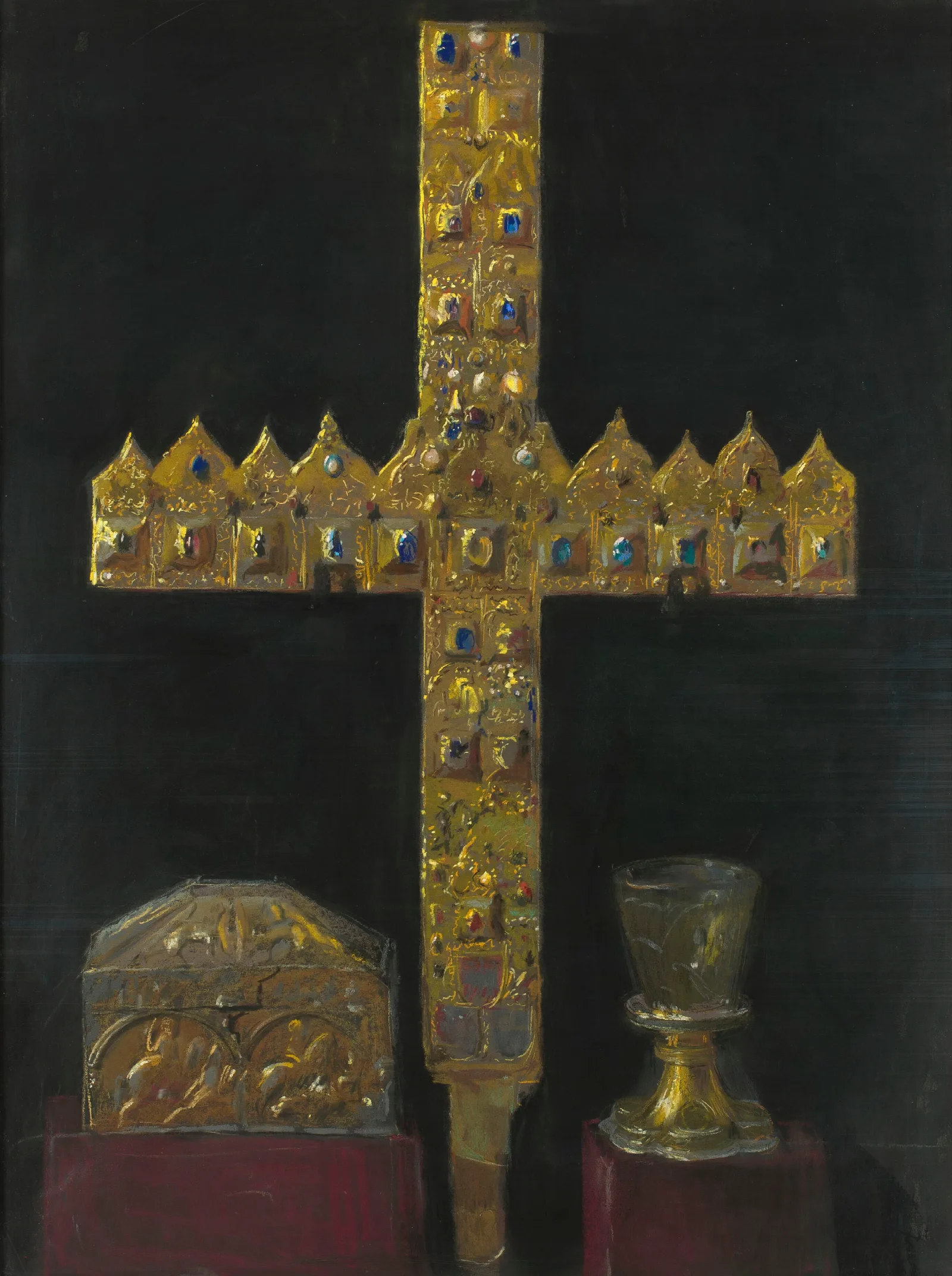 Cross Of Princes Diamonds So Called Saracen Sicilian Box And So Called Rummer Of St Jadwiga Of Silesia Wall Art by Leon Wyczółkowski - Canvas Print
