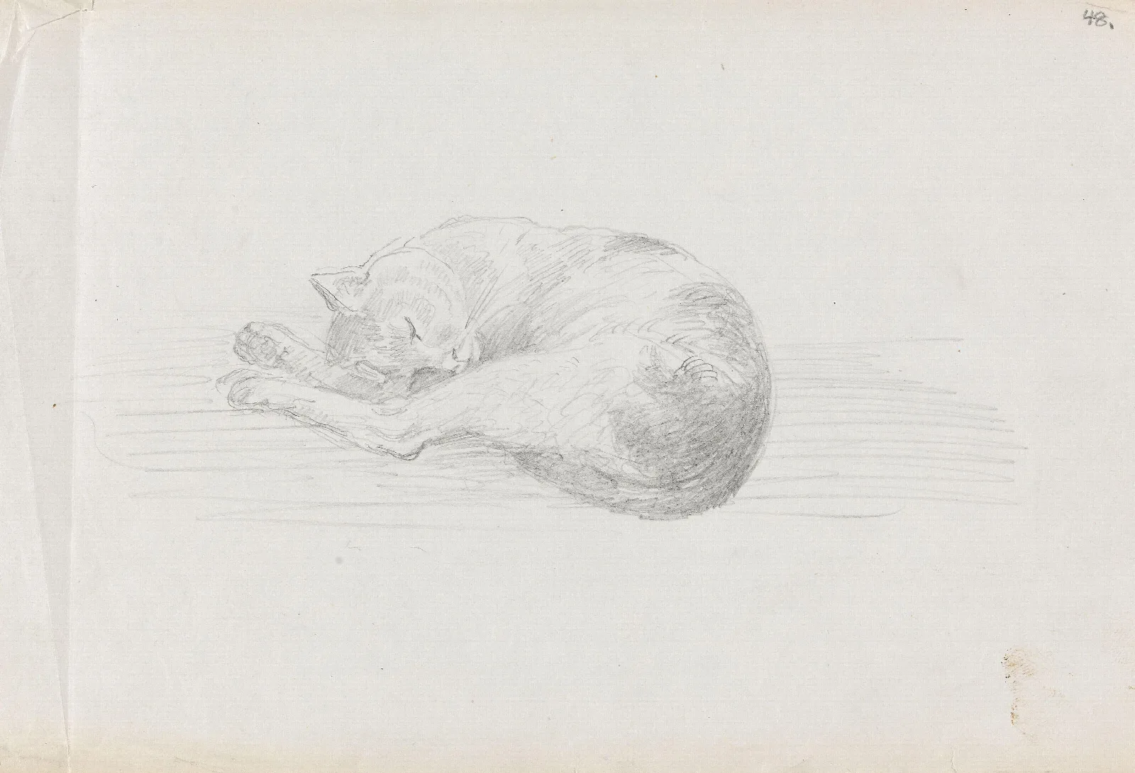 Sleeping Cat Wall Art by Adolph Tidemand - Canvas Print