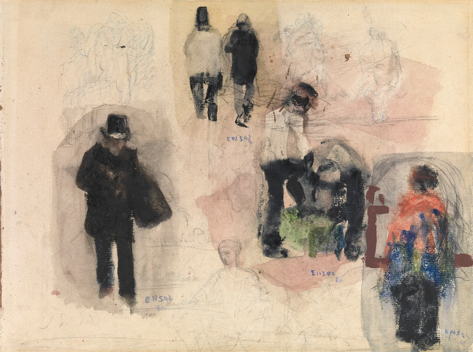 Silhouettes Wall Art by James Ensor - Canvas Print