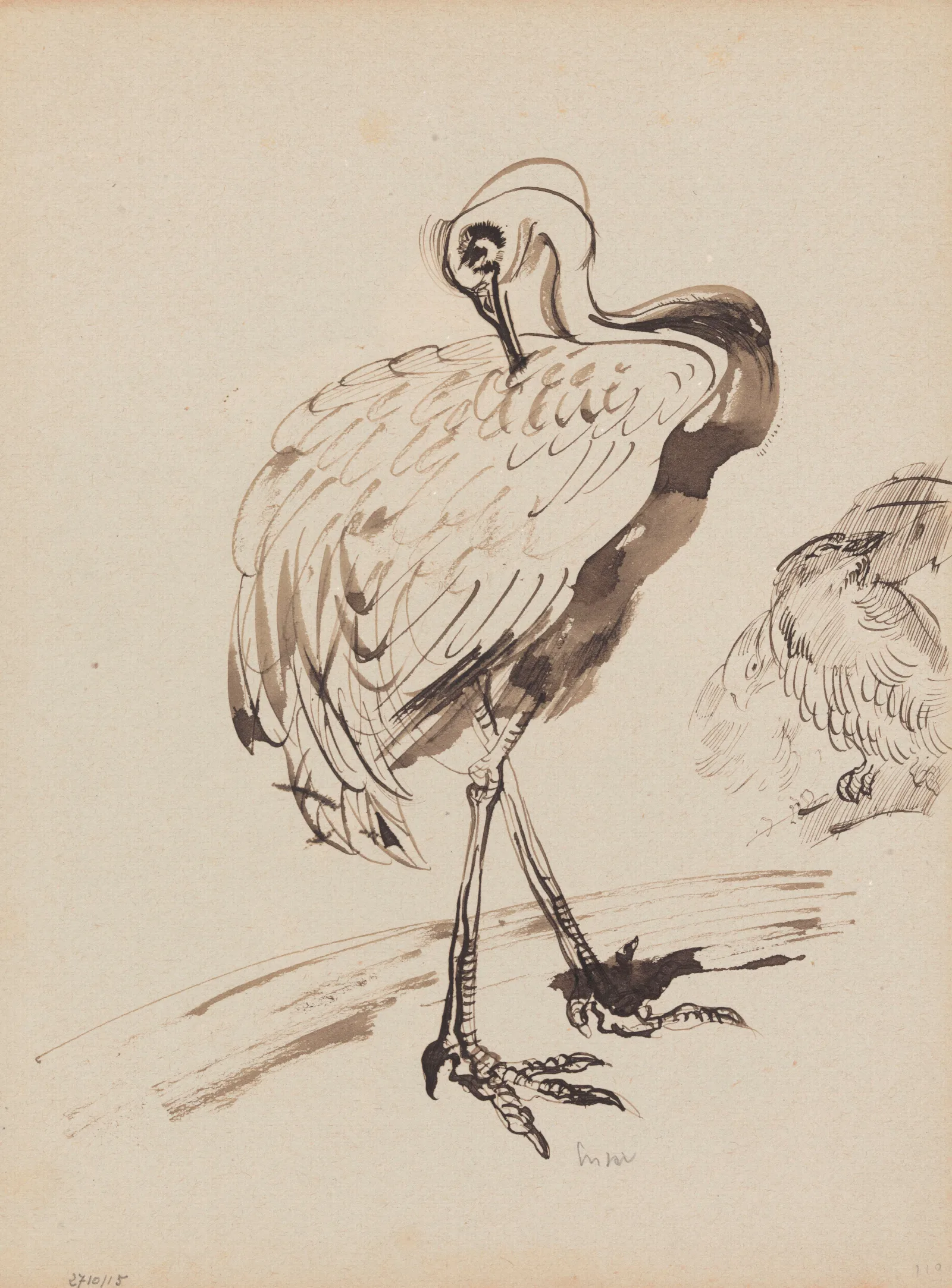 Chinoiserie A Stork Wall Art by James Ensor - Canvas Print