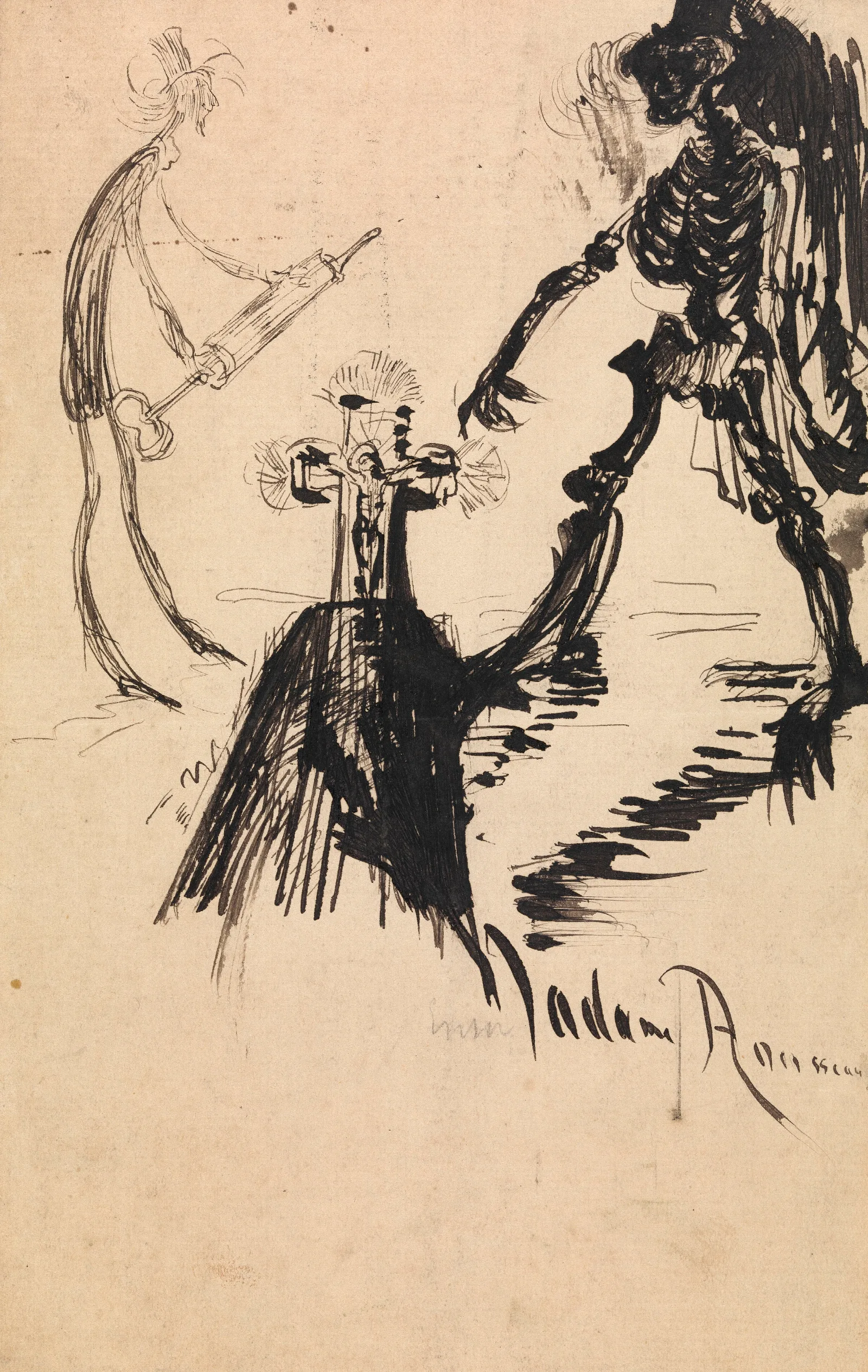 Death And A Doctor By A Tombstone Wall Art by James Ensor - Canvas Print