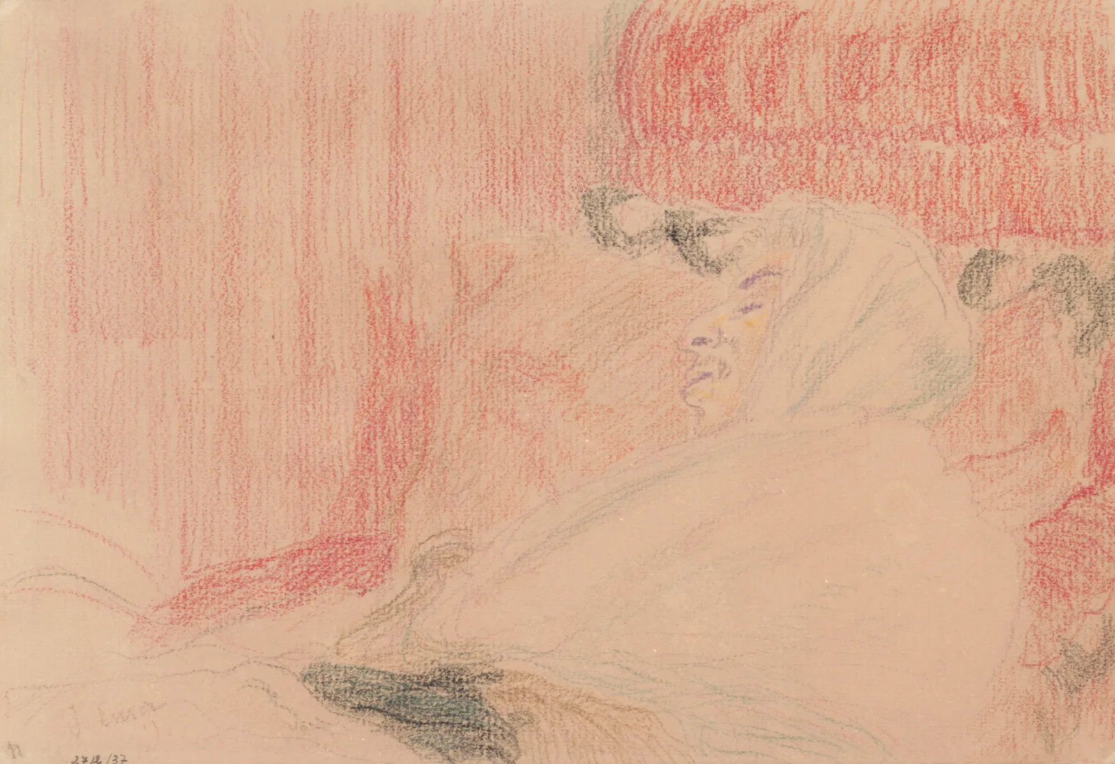 Ensors Mother Sleeping Wall Art by James Ensor - Canvas Print