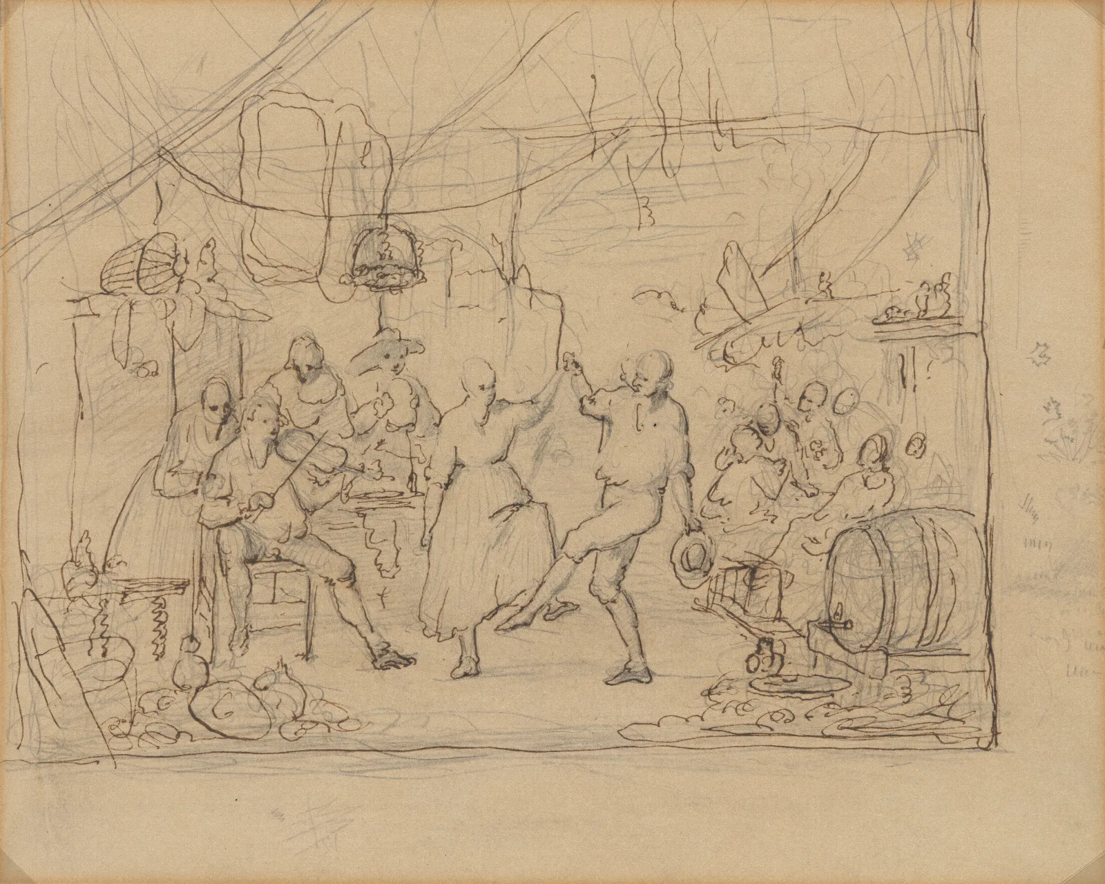Herbergscene Met Dansend Boerenpaar Wall Art by James Ensor - Canvas Print