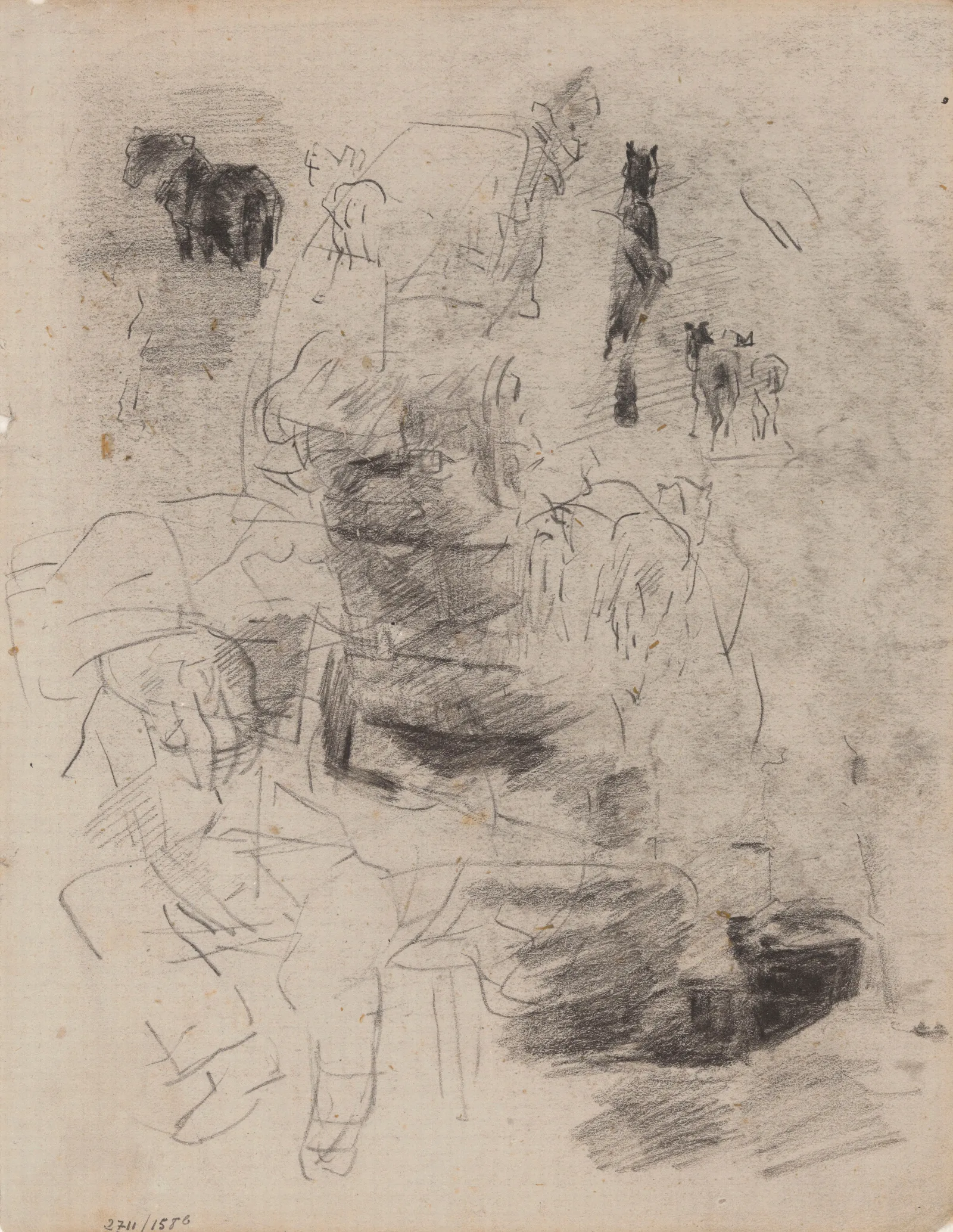 Horses And Seated Man Wall Art by James Ensor - Canvas Print