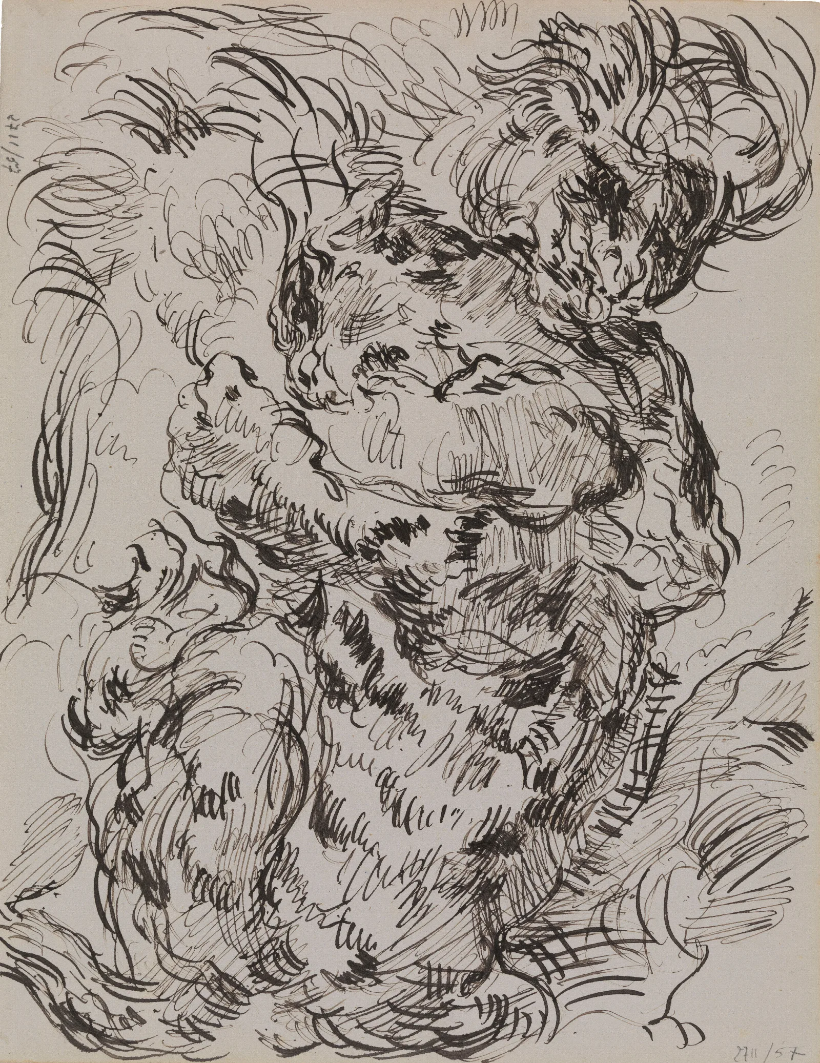 Lion And Tiger In Combat Wall Art by James Ensor - Canvas Print