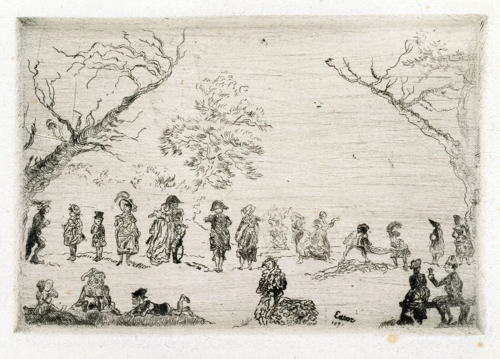 Meeting In A Park Wall Art by James Ensor - Canvas Print