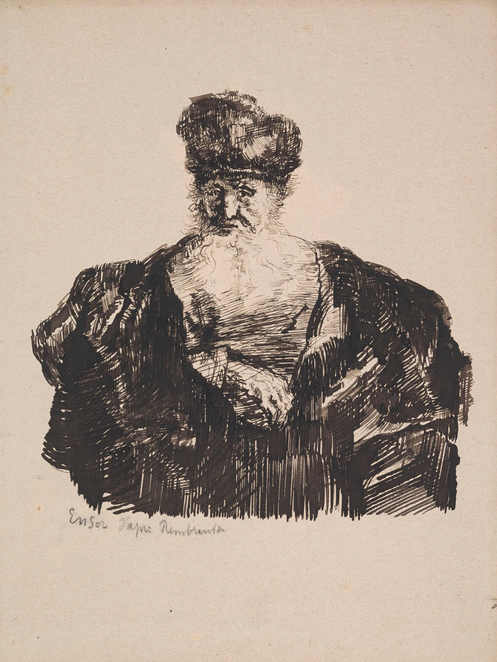 Old Man With Flowing Beard Wall Art by James Ensor - Canvas Print