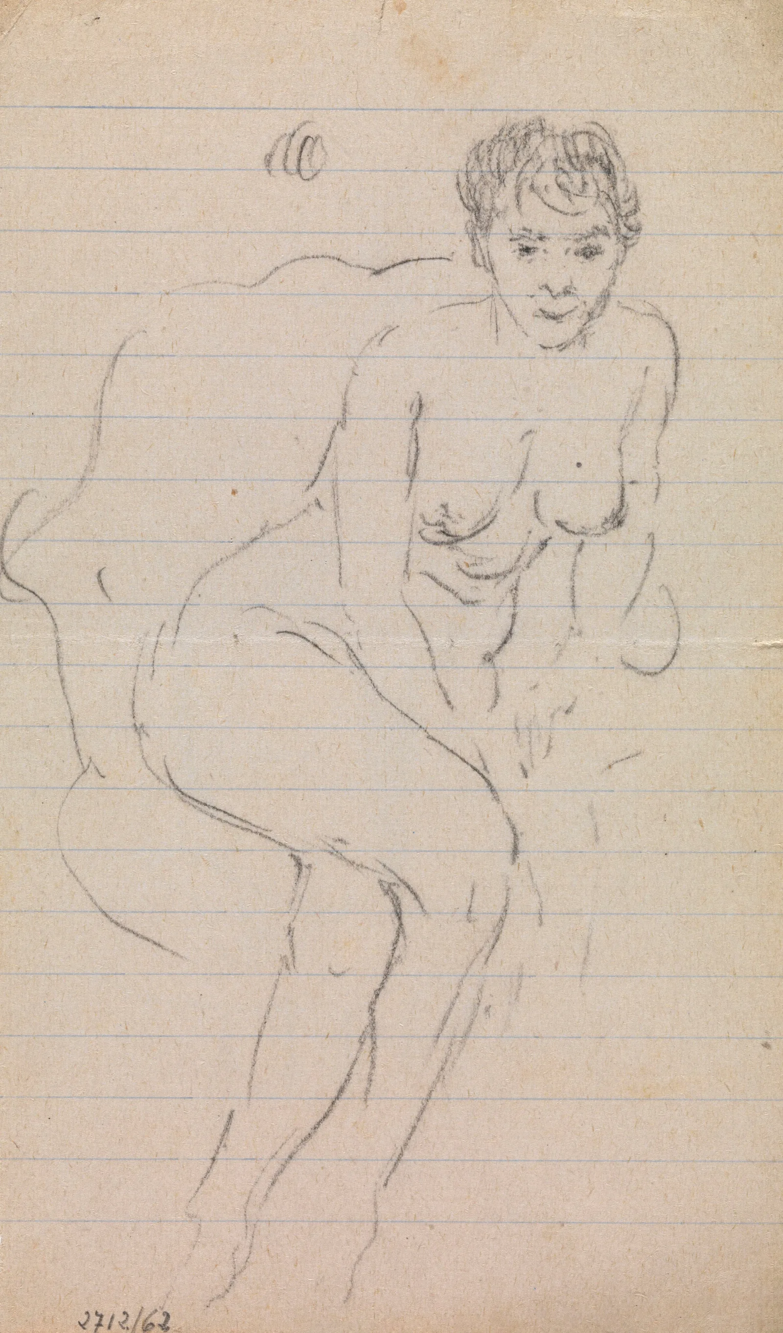 Seated Nude With Legs Crossed Wall Art by James Ensor - Canvas Print