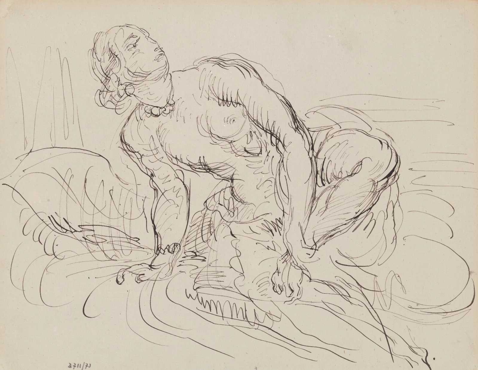Study Of A Woman Bathing Wall Art by James Ensor - Canvas Print