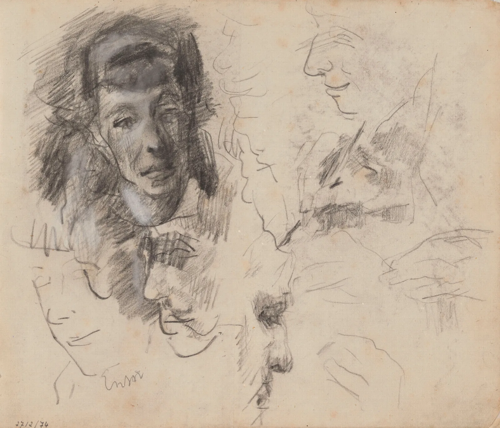 Study Of Hands And Heads Wall Art by James Ensor - Canvas Print