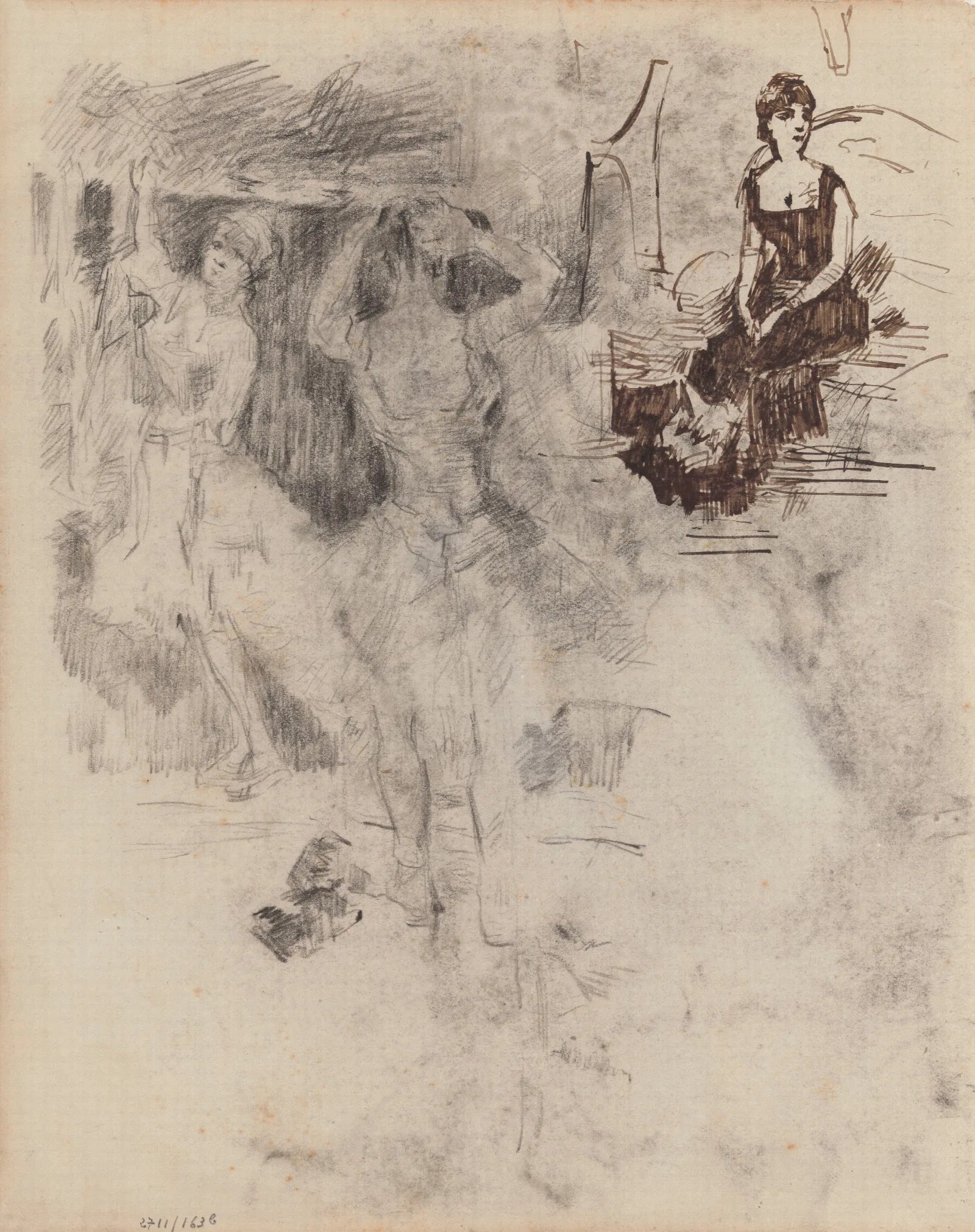 Two Dancers 8 Wall Art by James Ensor - Canvas Print