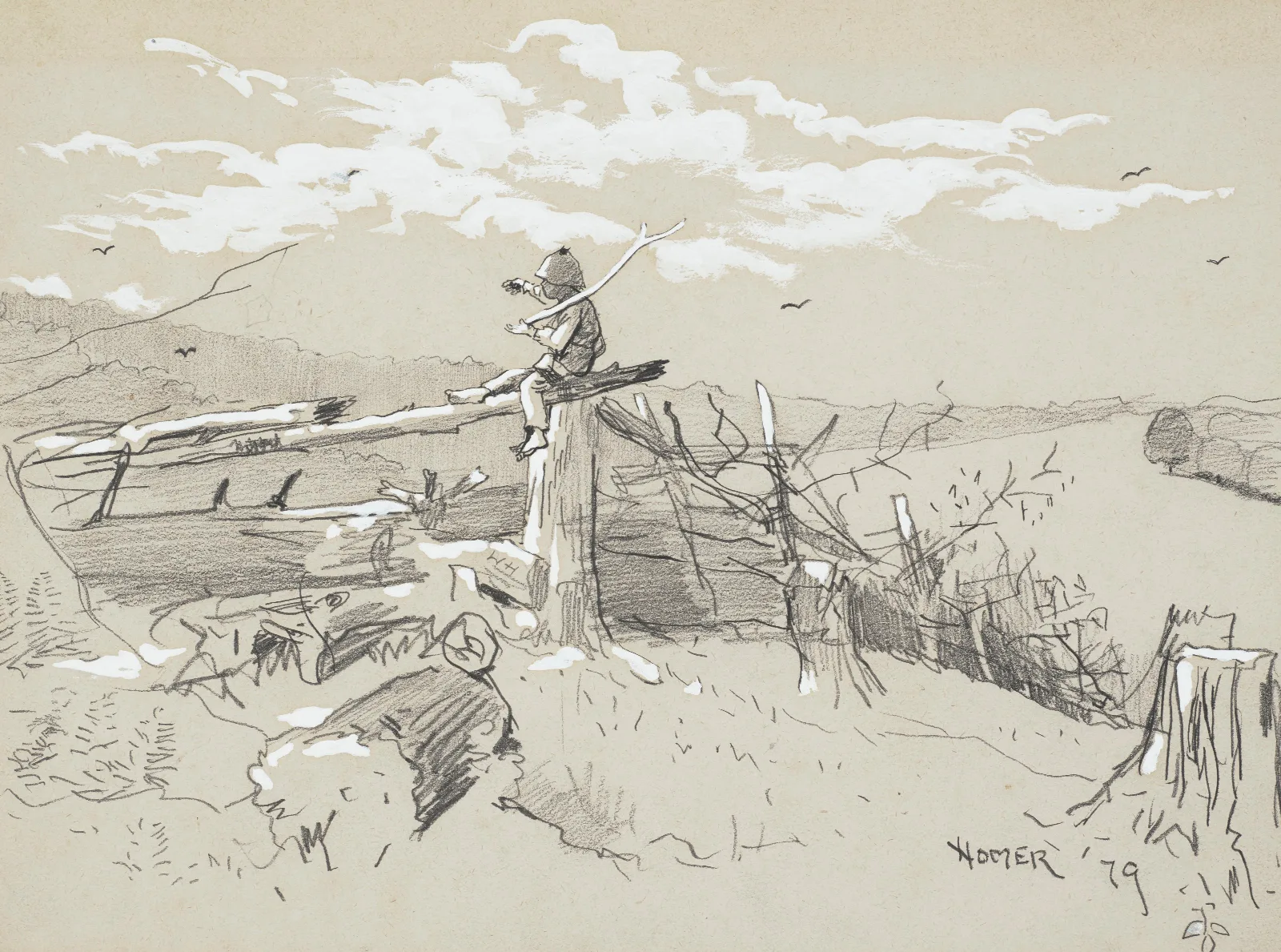 Boy With A Stick Wall Art by Winslow Homer - Canvas Print