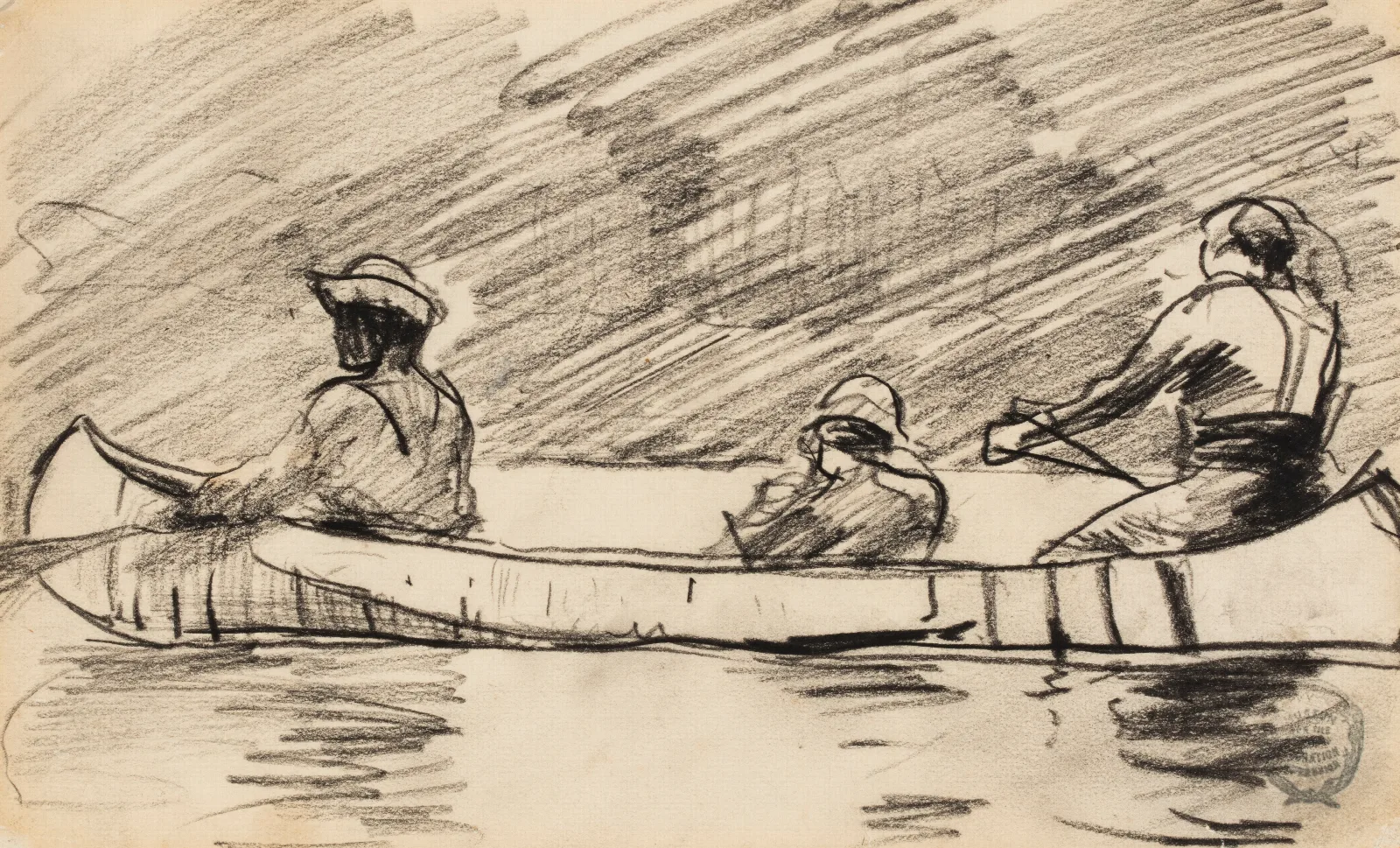 Canoe With Three Men 2 Wall Art by Winslow Homer - Canvas Print