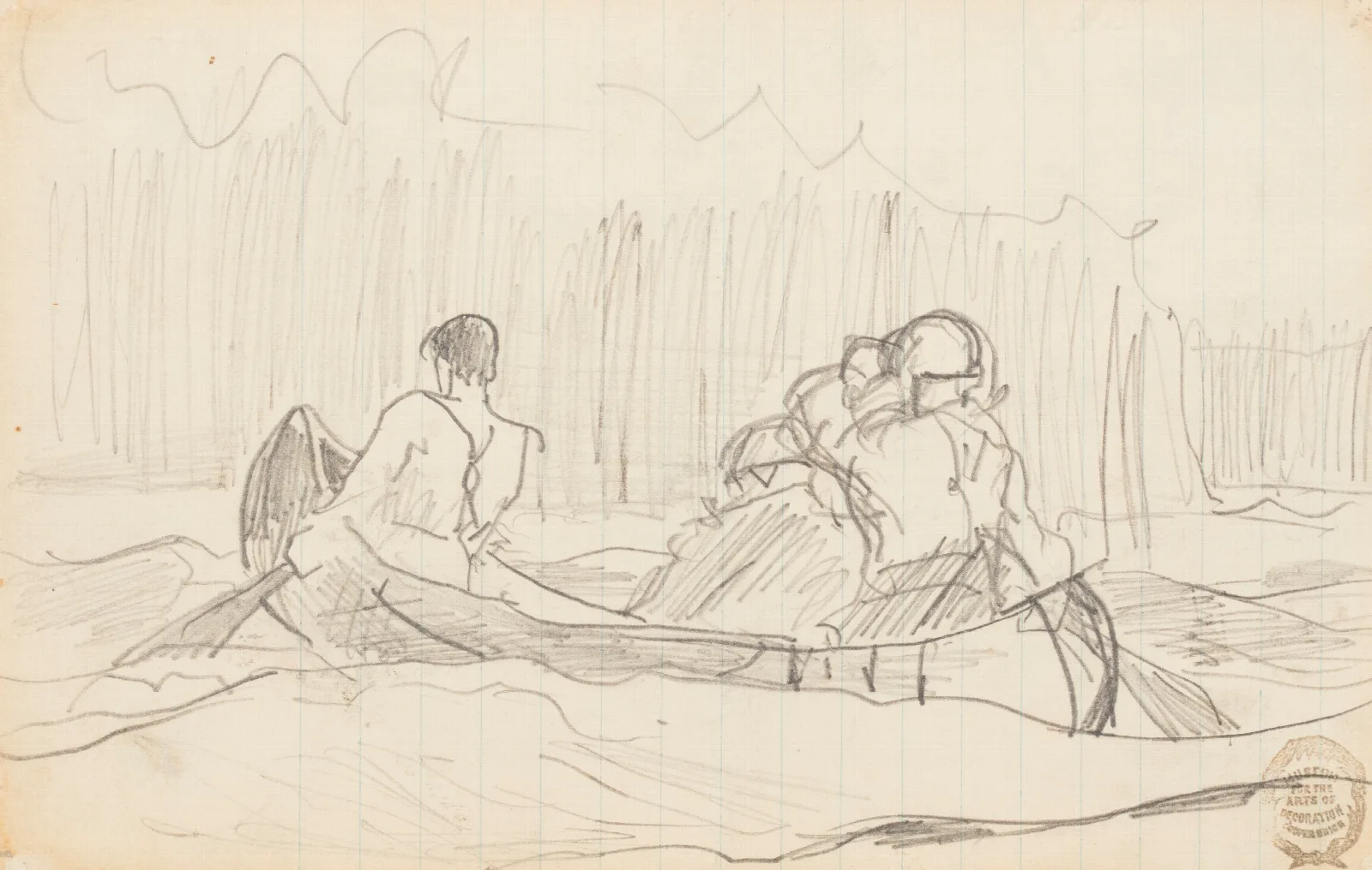Canoe With Three Men 3 Wall Art by Winslow Homer - Canvas Print