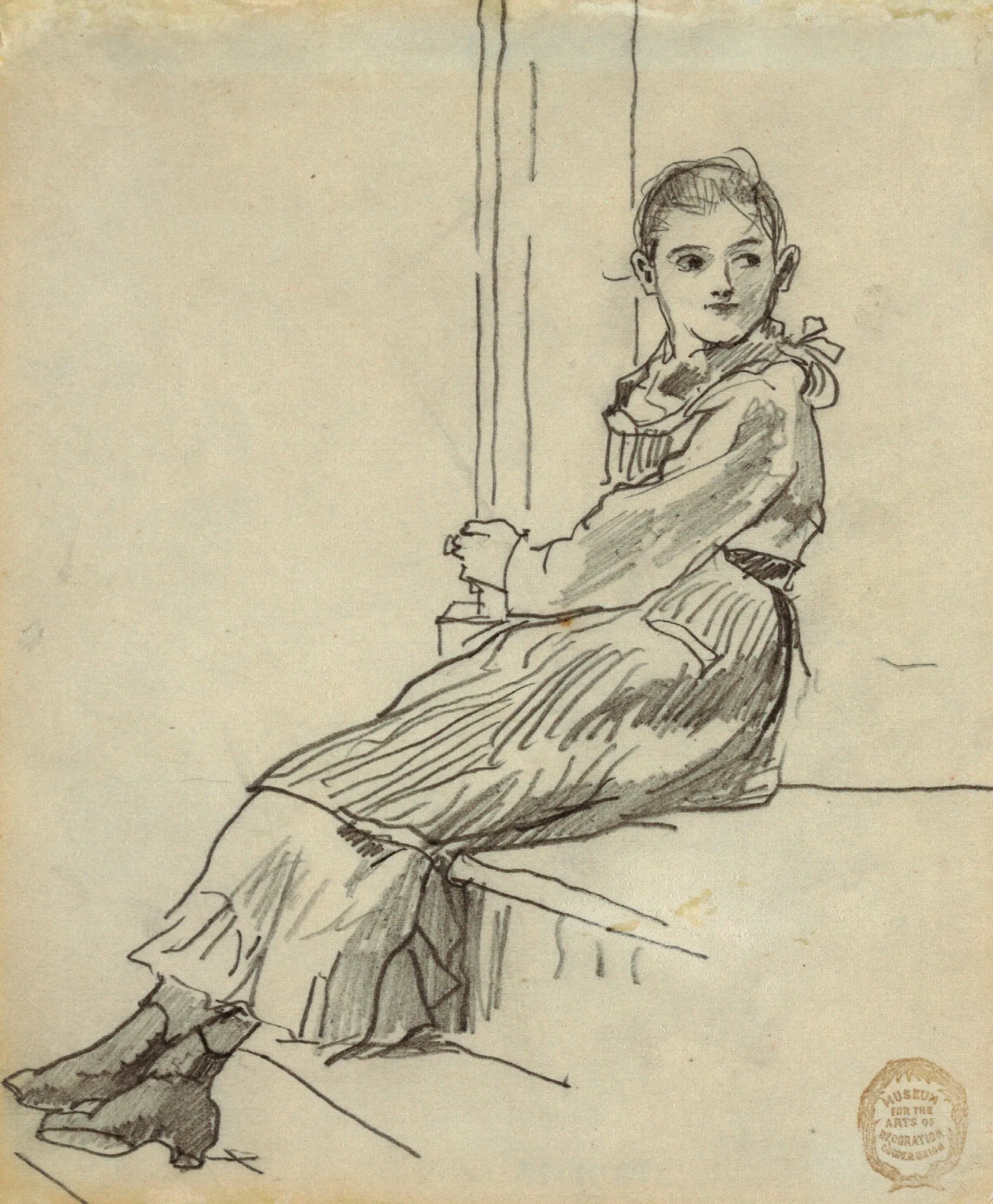Girl Seated On A Porch Step Wall Art by Winslow Homer - Canvas Print