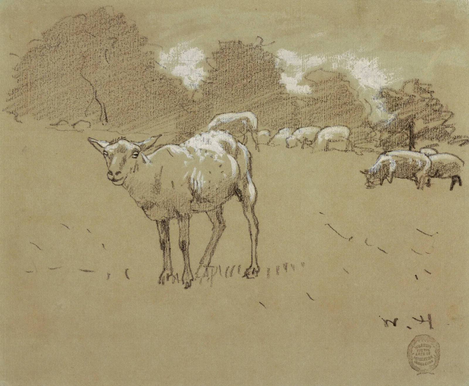 Sheep Grazing In A Field Wall Art by Winslow Homer - Canvas Print