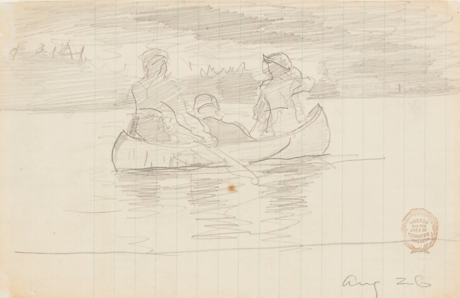 Three Men In A Canoe Il Manigne Quebec Wall Art by Winslow Homer - Canvas Print