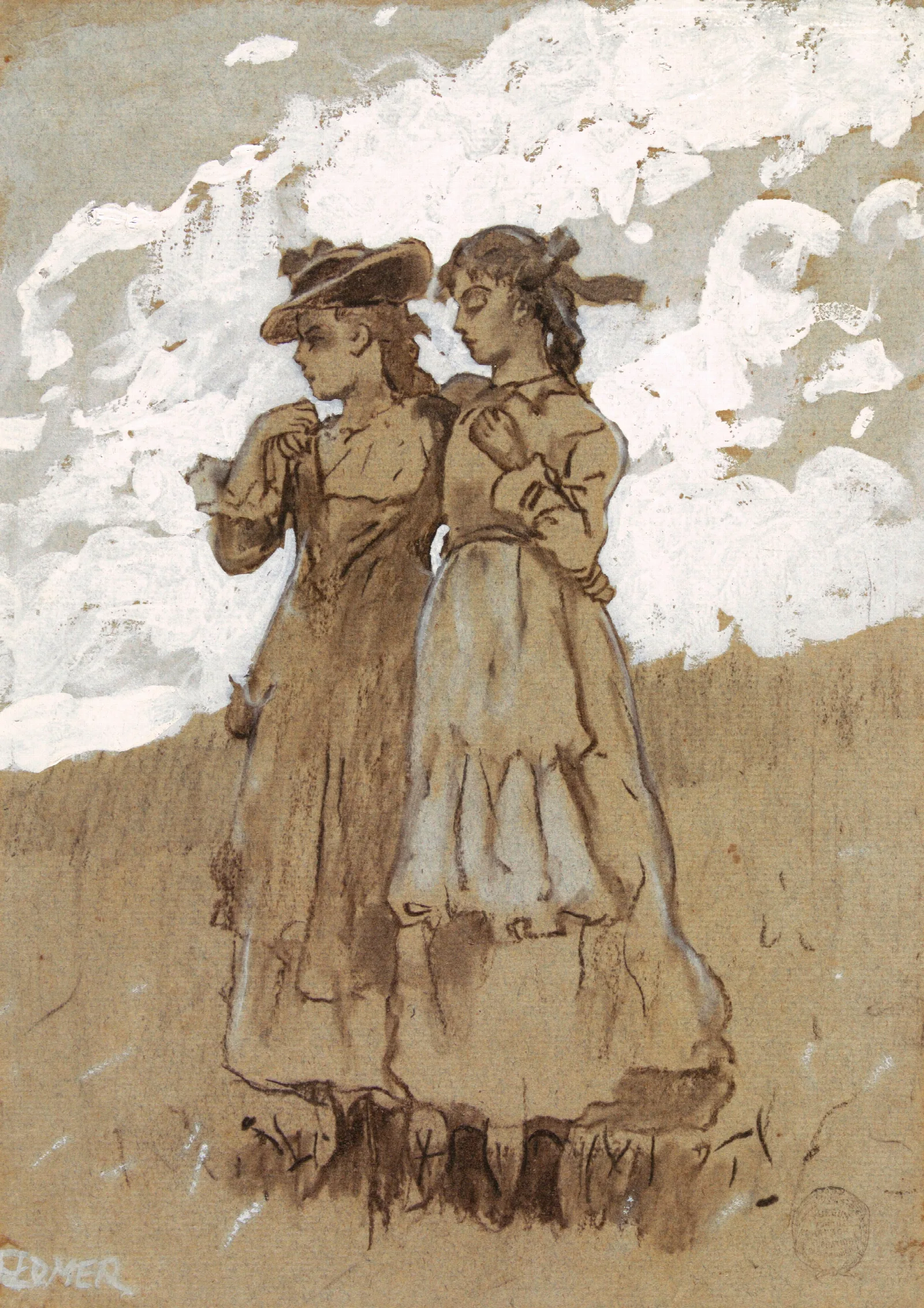 Two Young Girls Wall Art by Winslow Homer - Canvas Print