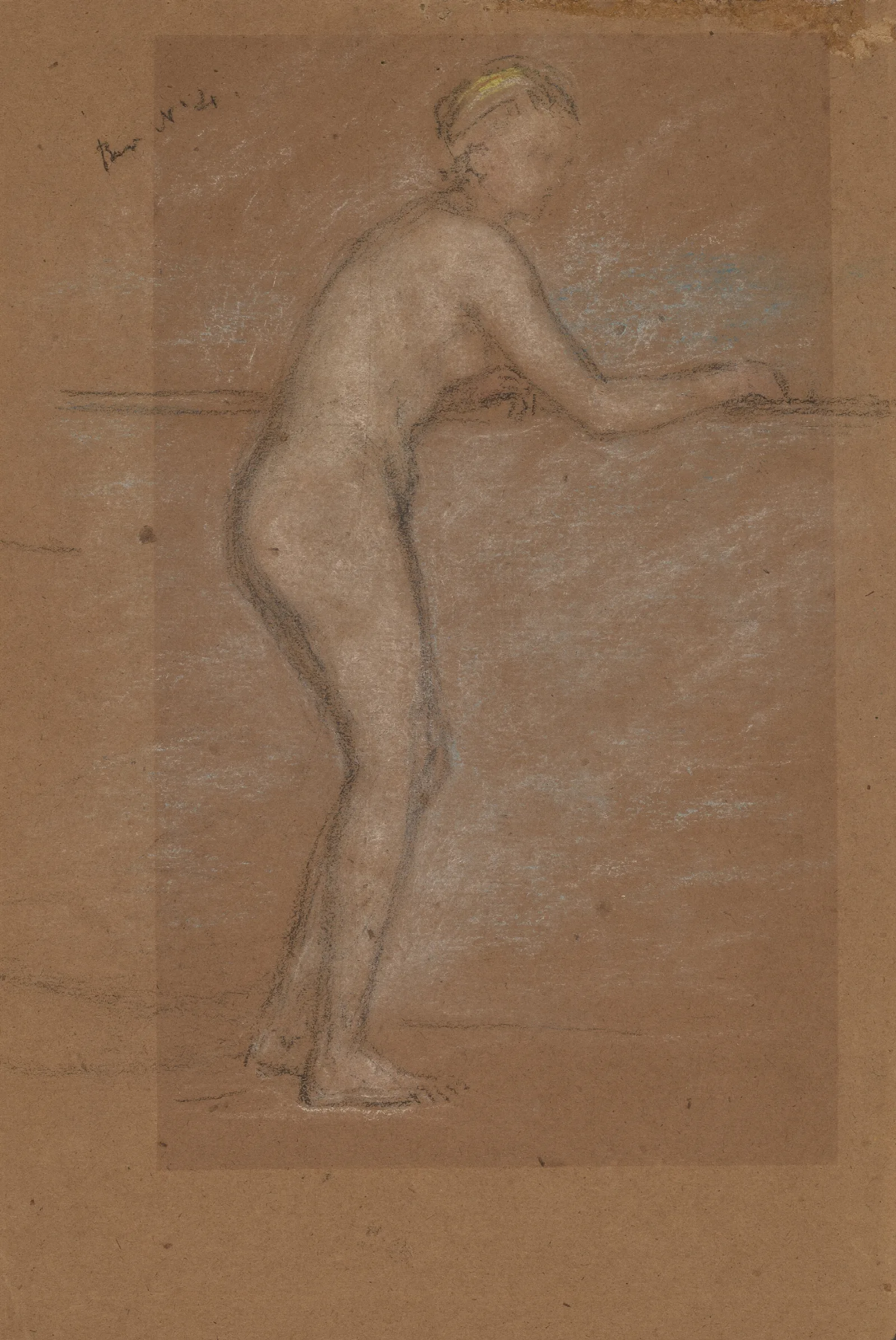 Nude Leaning On A Rail Recto Wall Art by James Abbott McNeill Whistler - Canvas Print