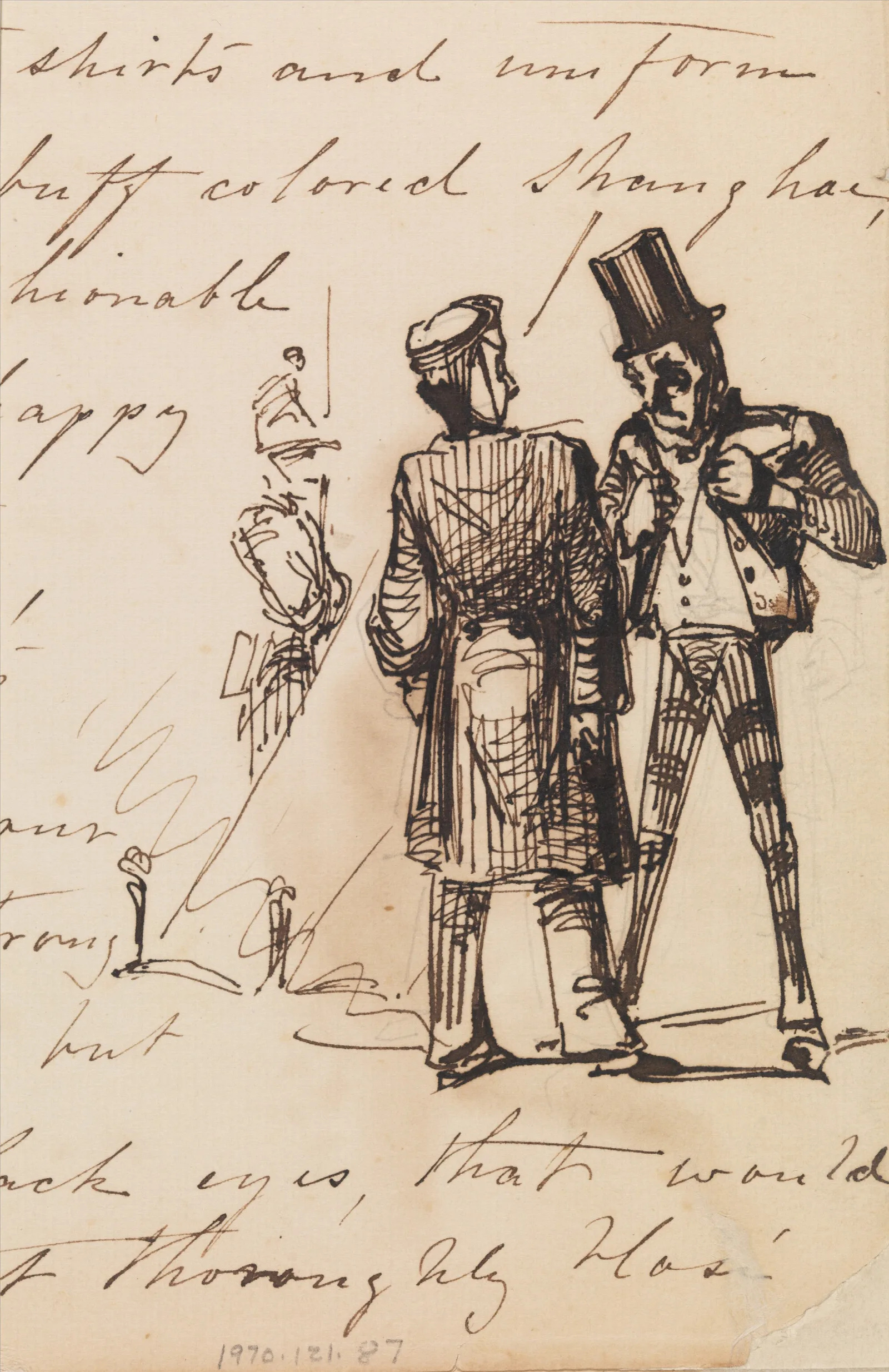 Three Men Sketch In Lower Right Hand Corner Of Handwritten Journal From Sketchbook Wall Art by James Abbott McNeill Whistler - Canvas Print