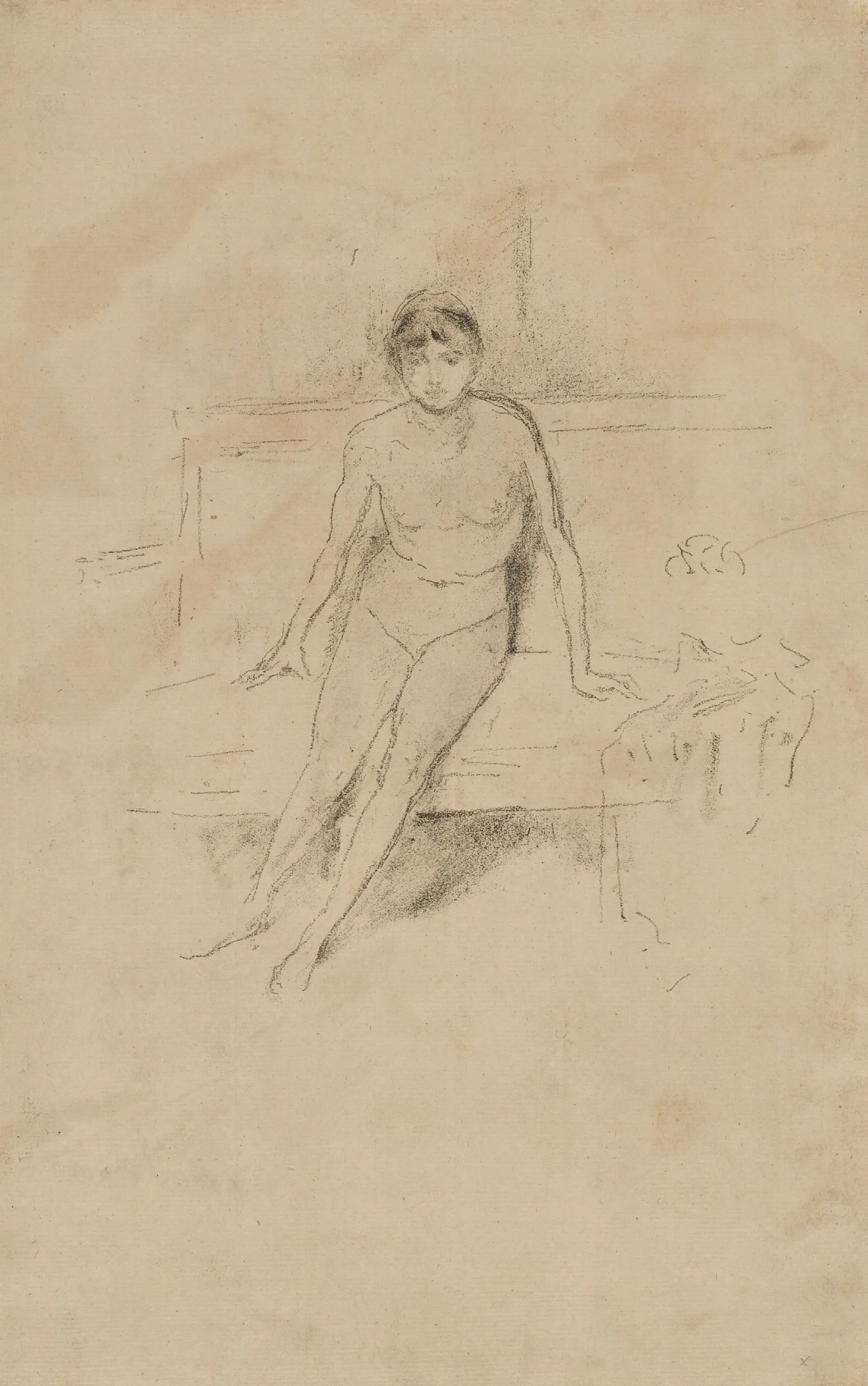 A Nude Model Seated On A Couch Wall Art by James Abbott McNeill Whistler - Canvas Print