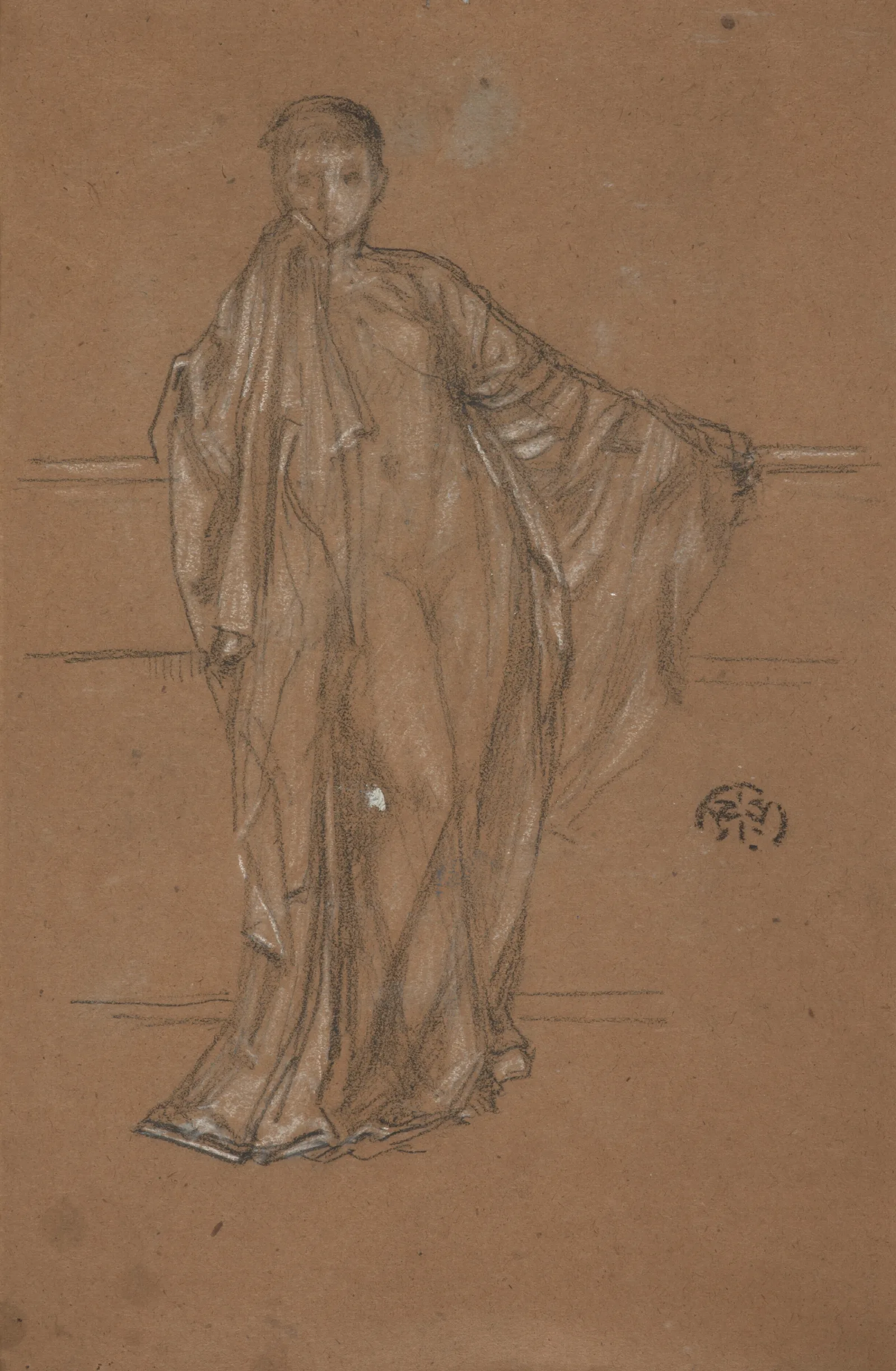 Draped Figure At A Railing Wall Art by James Abbott McNeill Whistler - Canvas Print