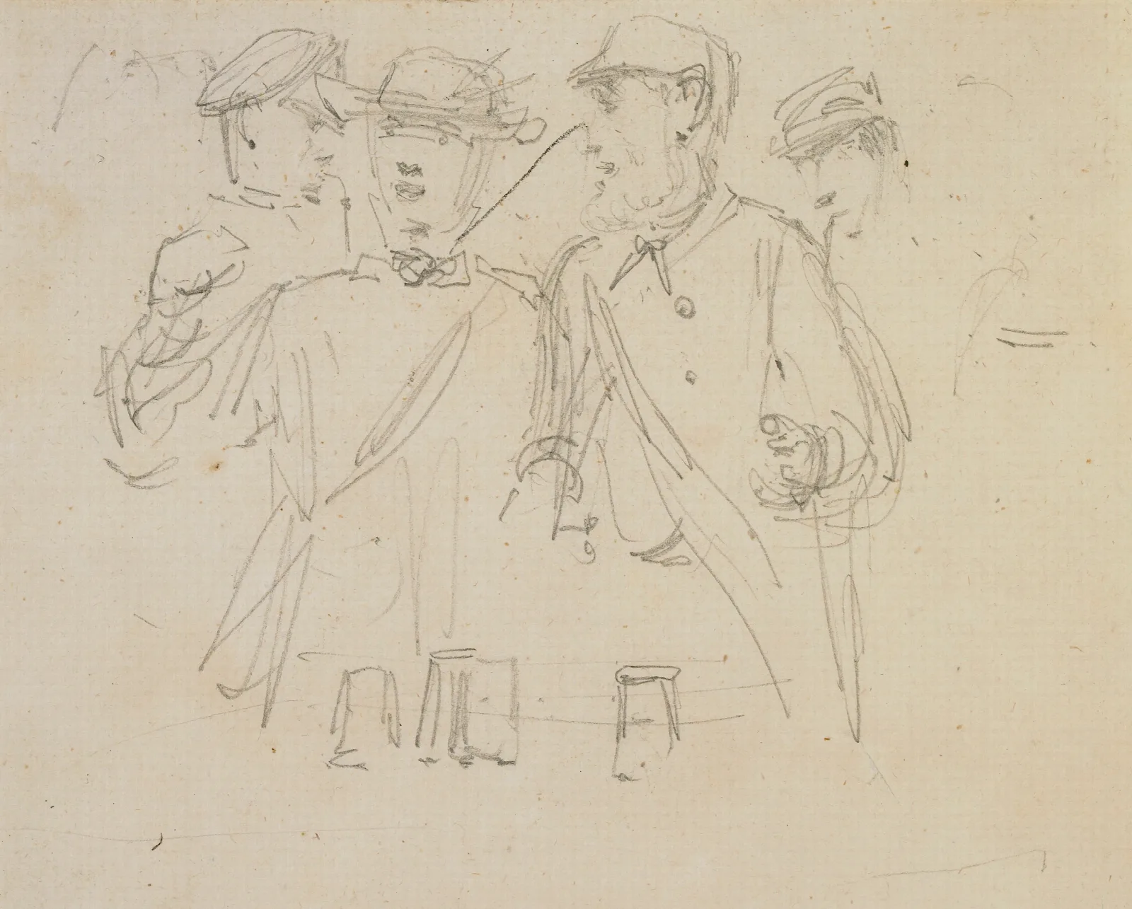 Group Of Four Men Wall Art by James Abbott McNeill Whistler - Canvas Print