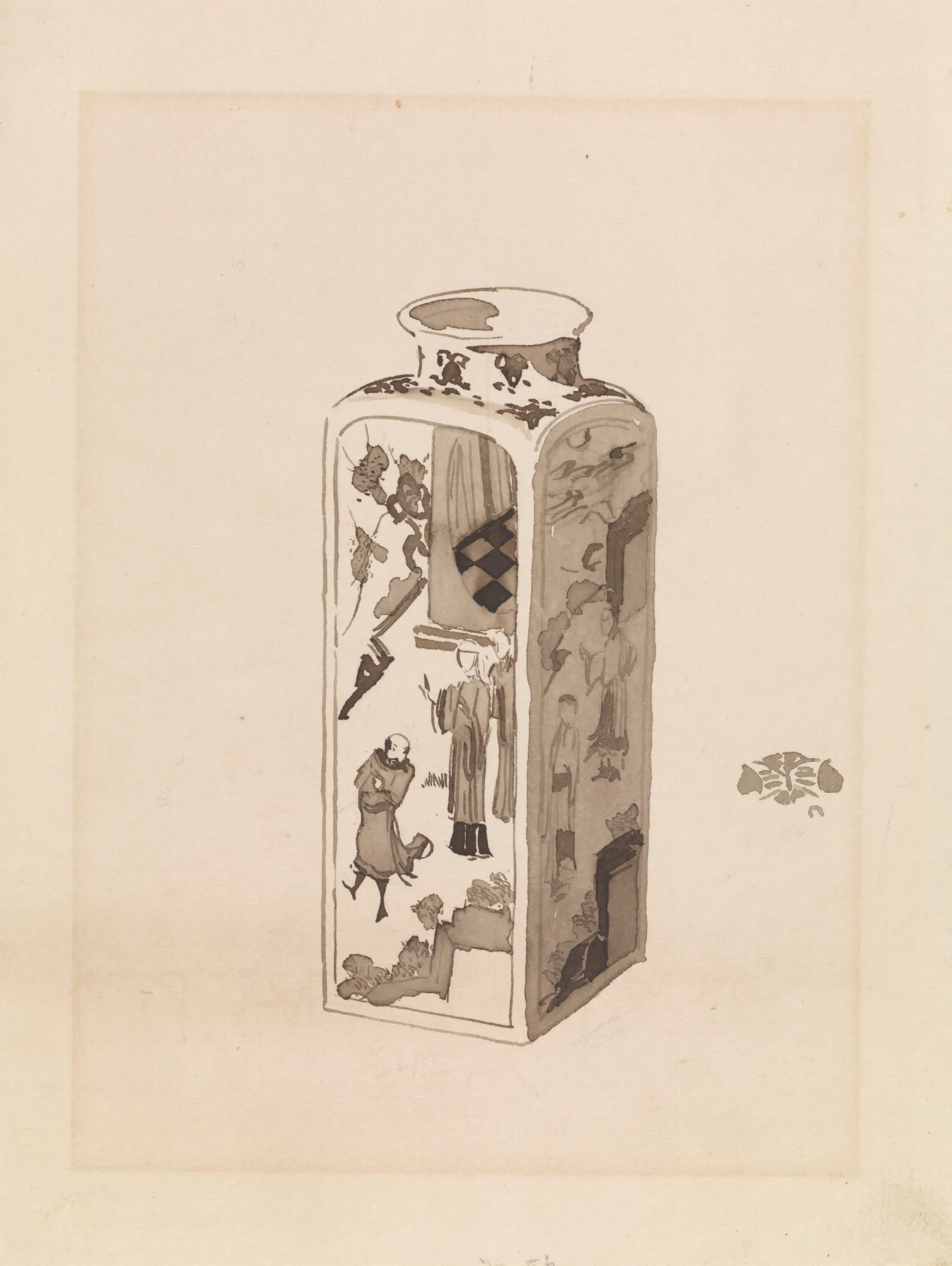Square Canister With Expanding Neck Wall Art by James Abbott McNeill Whistler - Canvas Print