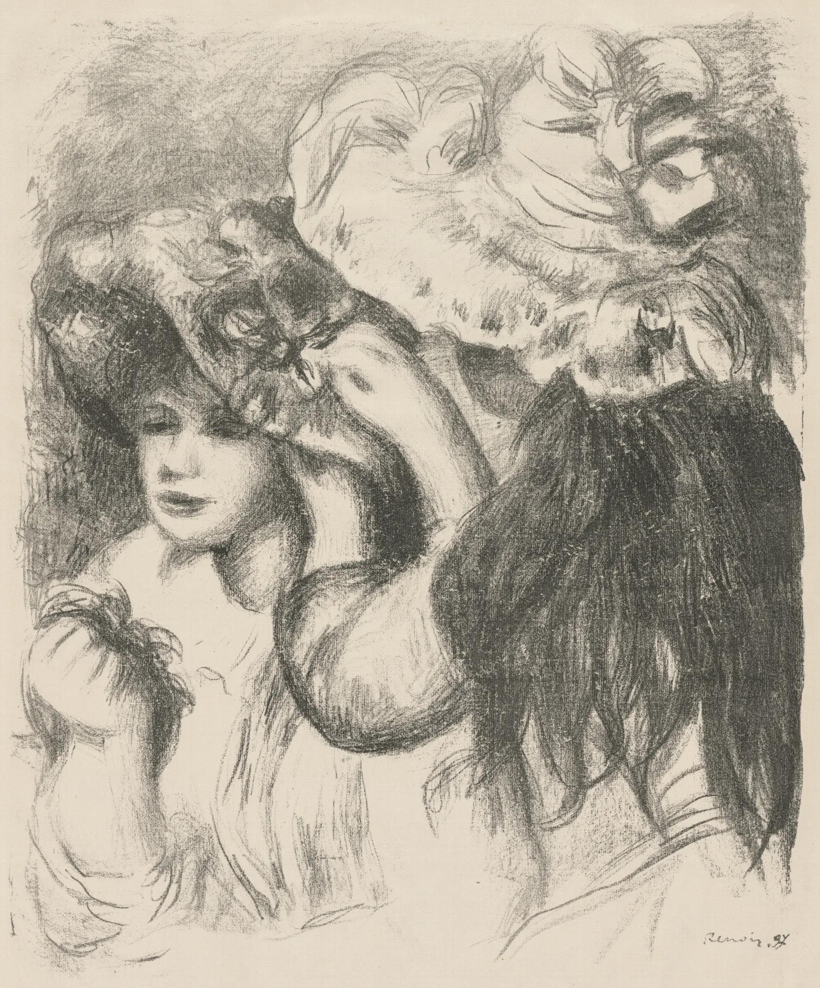Pinning The Hat 2 Wall Art by Pierre-Auguste Renoir - Canvas Print