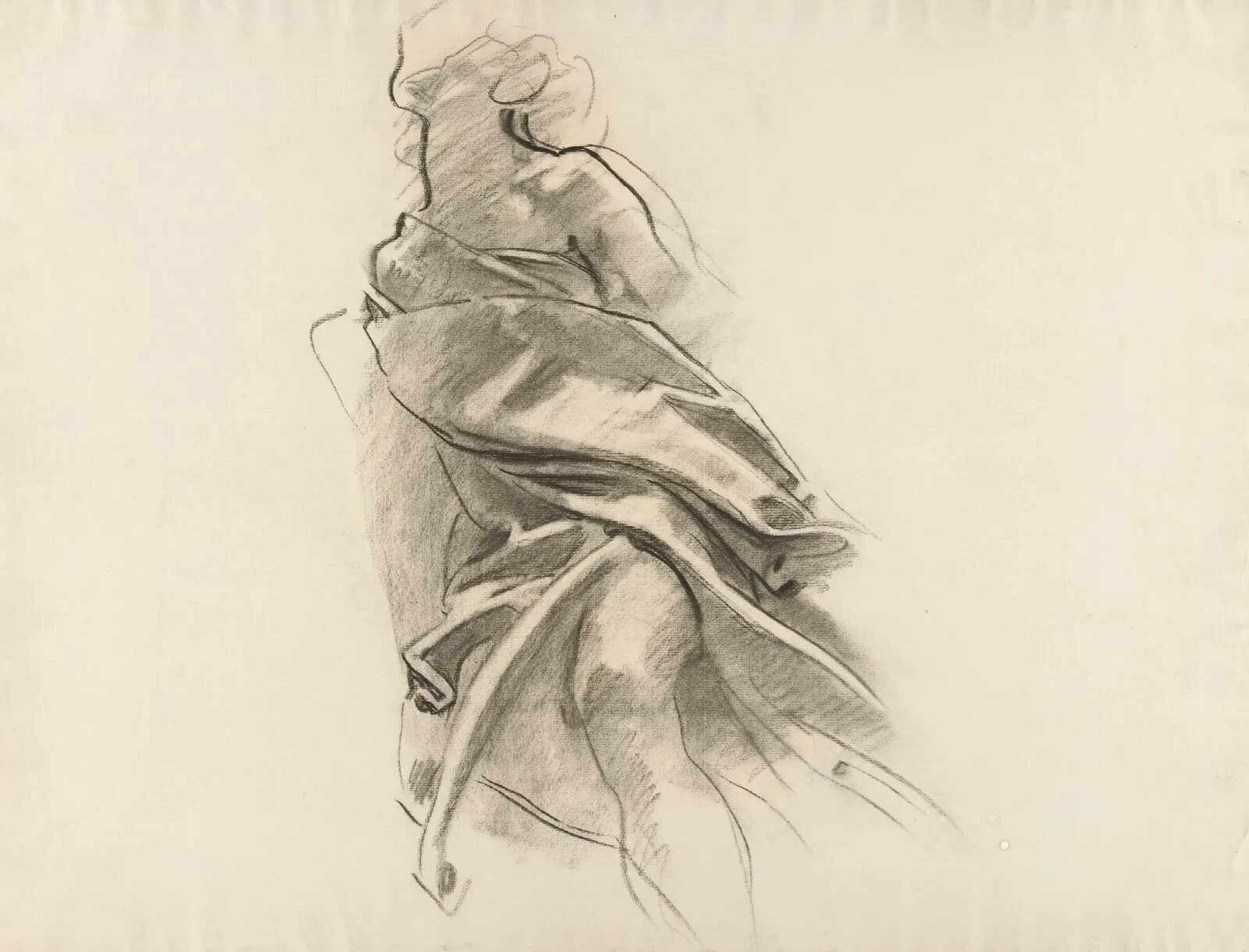 Detail Of Drapery Crayon Study No 5 14 Wall Art by John Singer Sargent - Canvas Print