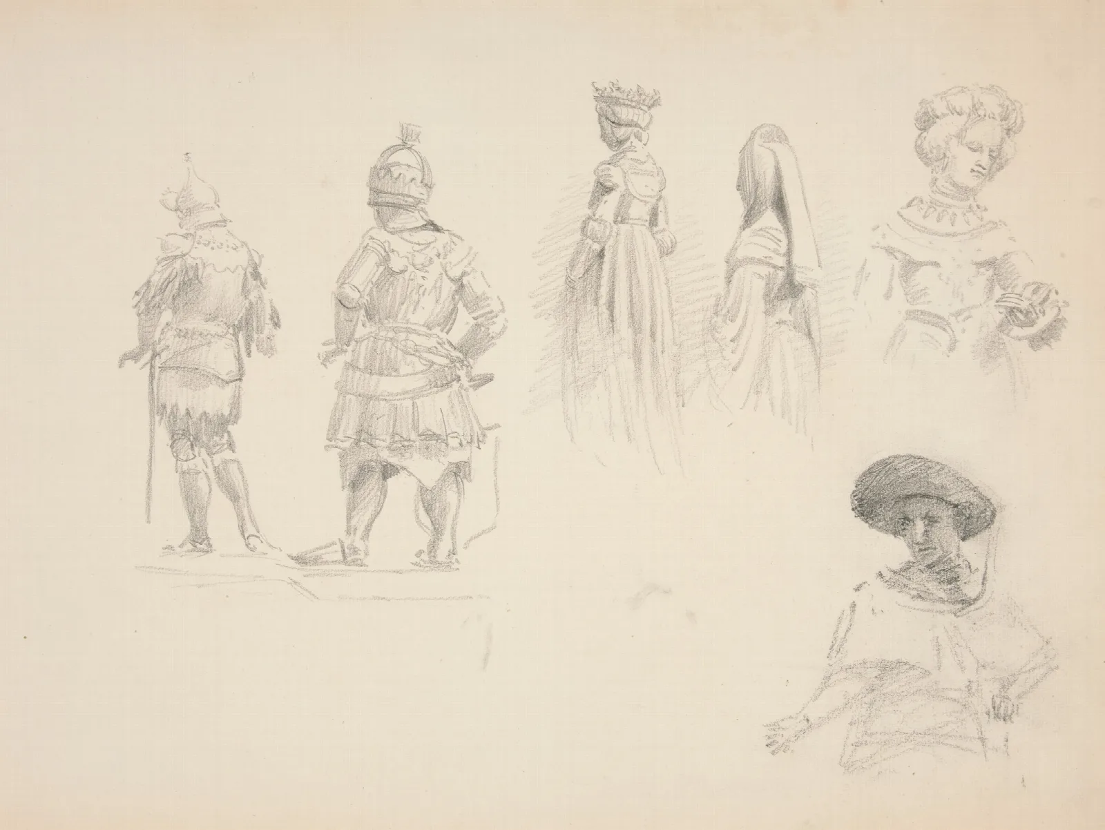 Study Of Six Figures Wall Art by John Singer Sargent - Canvas Print