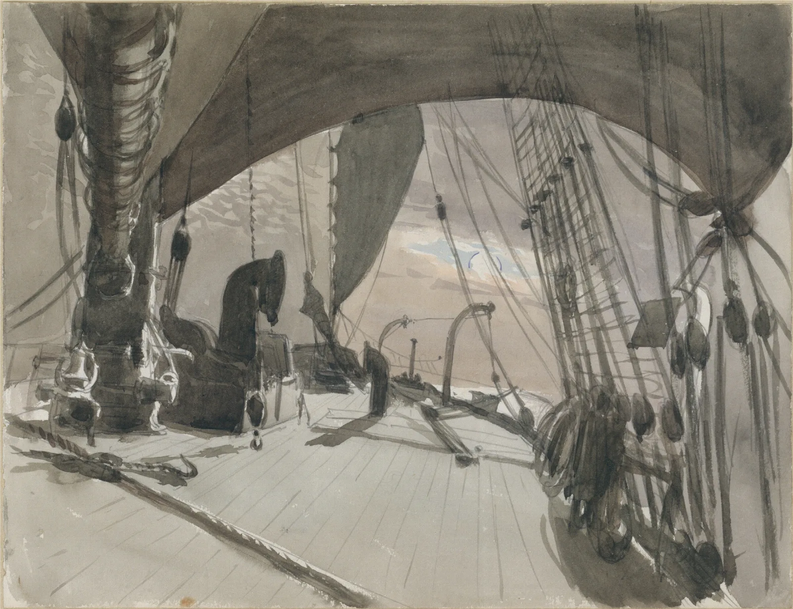Deck Of Ship In Moonlight Wall Art by John Singer Sargent - Canvas Print