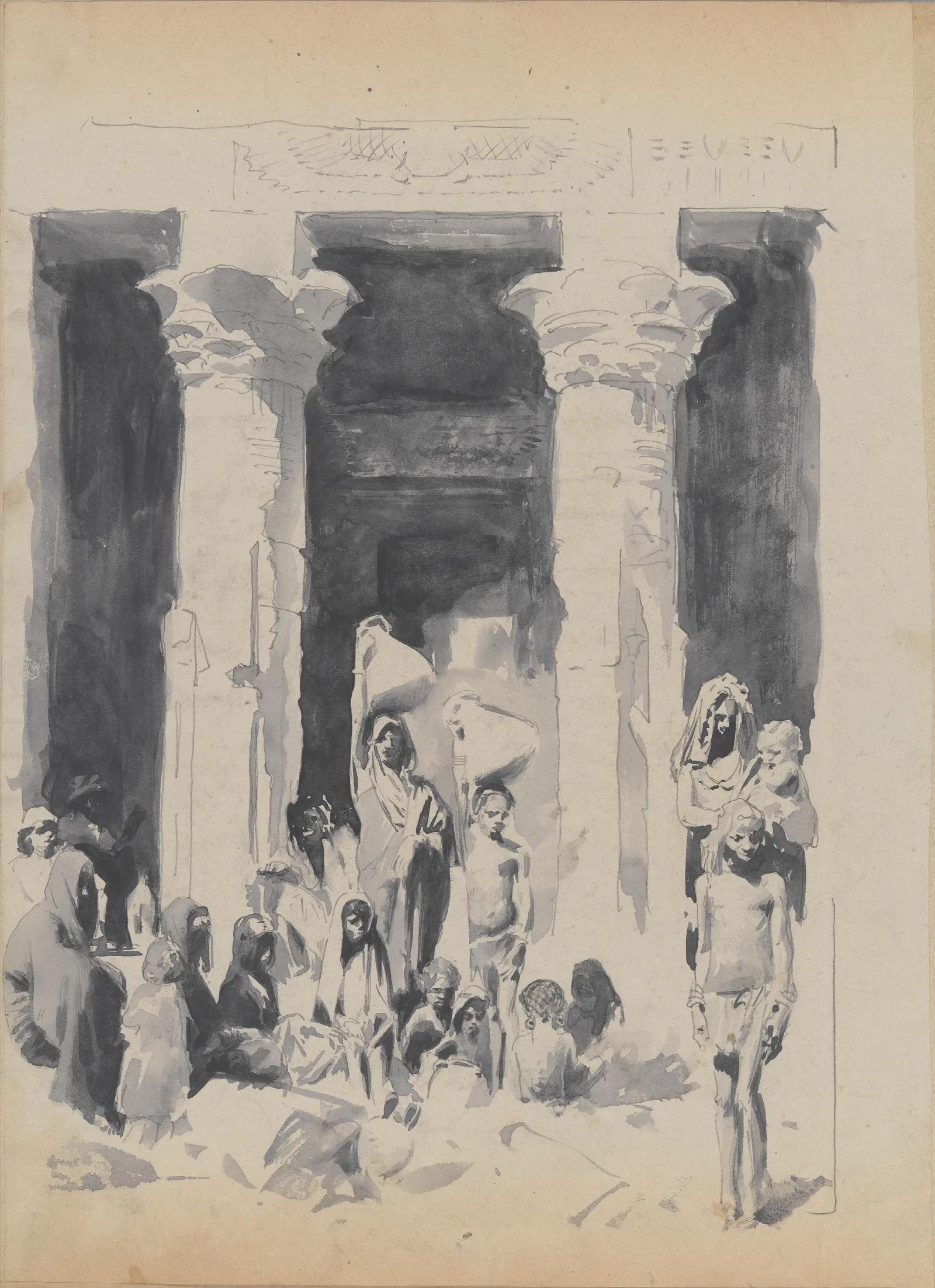 Nubians In Front Of The Temple Of Dendur Wall Art by John Singer Sargent - Canvas Print