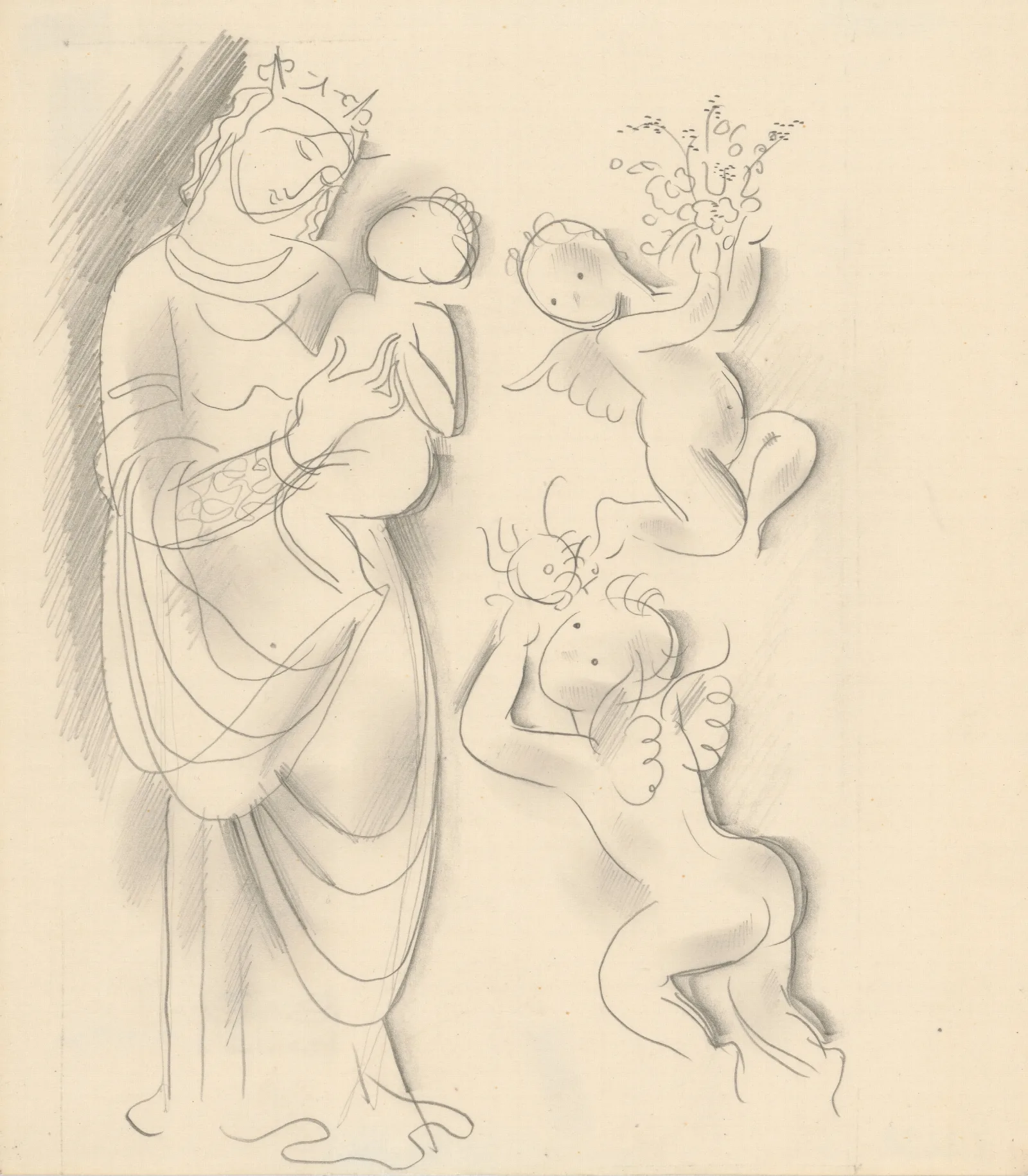 Madonna And Child With Angels 7 Wall Art by Mikuláš Galanda - Canvas Print