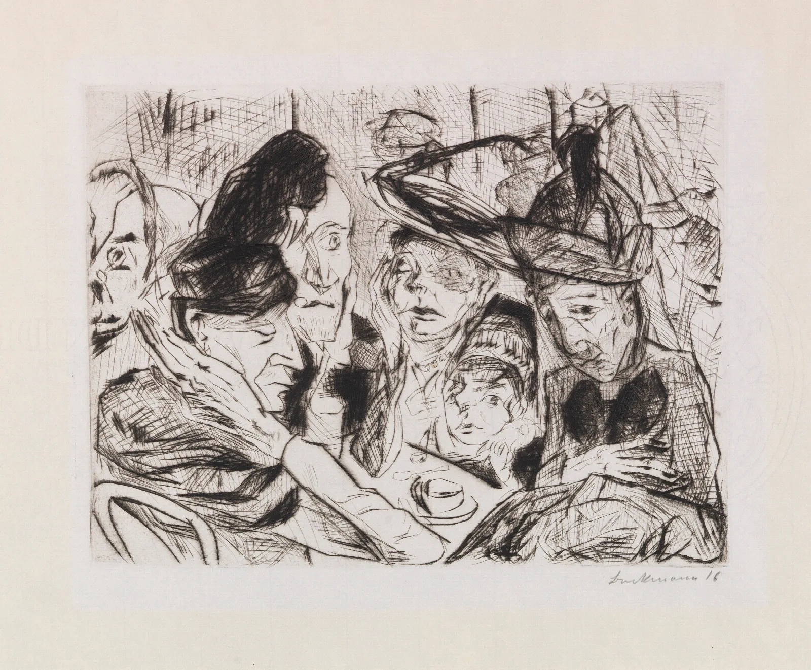 Cafe Im Vordergrund Zwei Alte Frauen Wall Art by Max Beckmann - Canvas Print