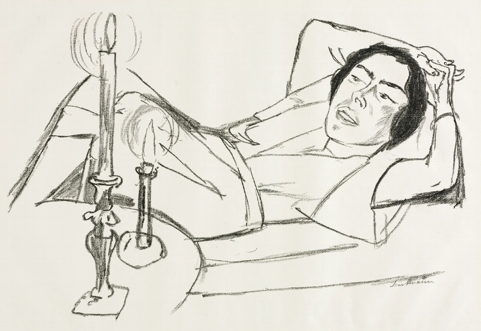 Reclining Woman Portrait Of Johanna Loeb Wall Art by Max Beckmann - Canvas Print
