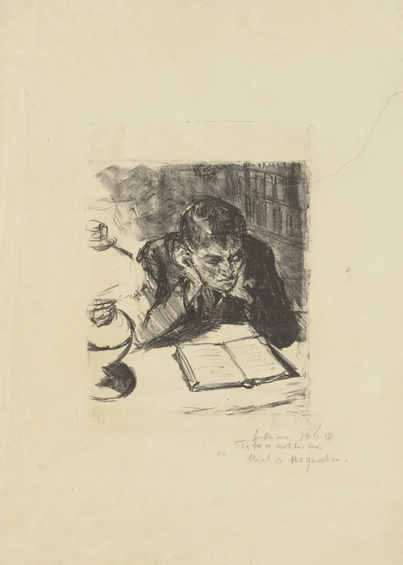 Man Reading Ii Self Portrait Wall Art by Max Beckmann - Canvas Print