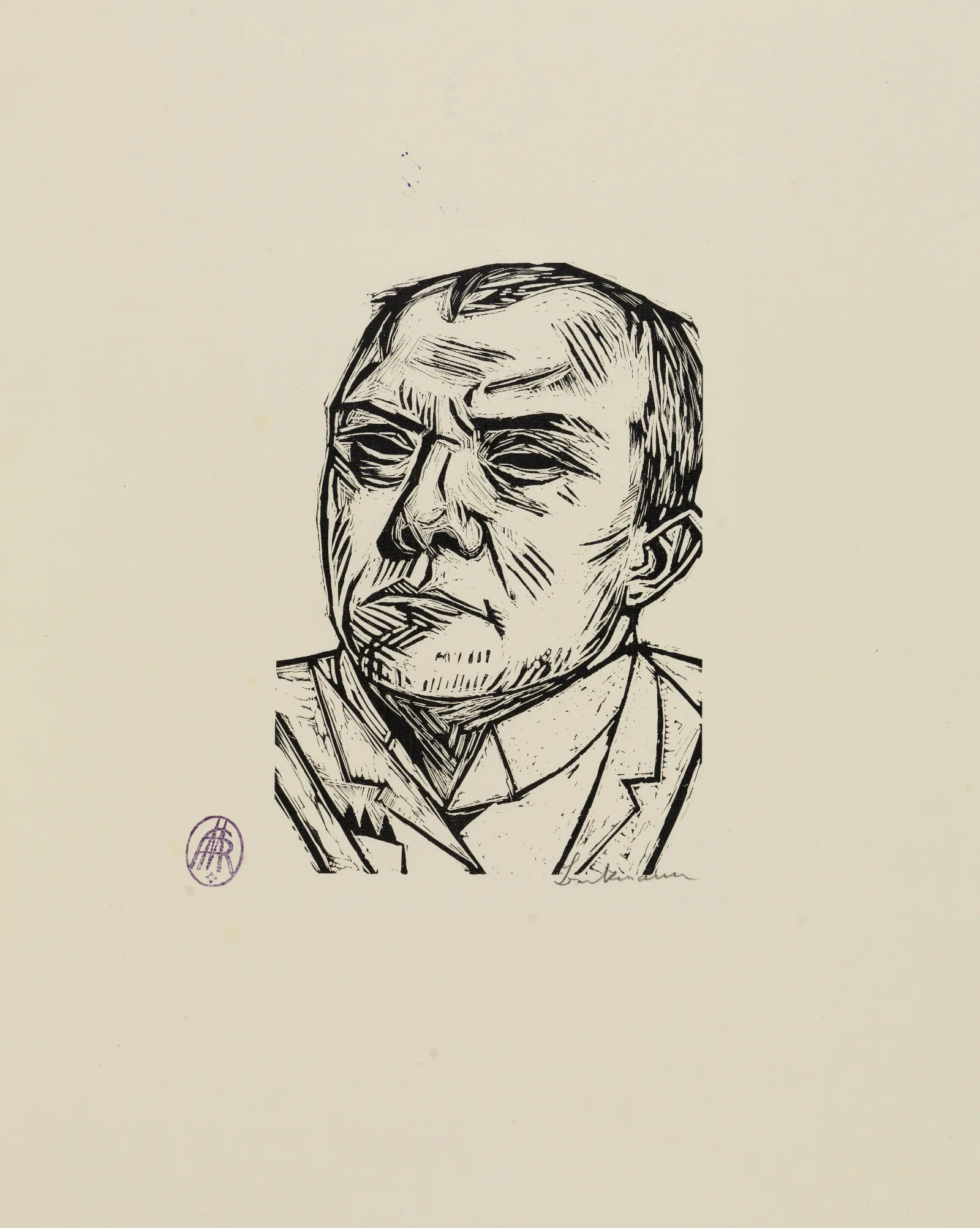 Selbstbildnis 76 Wall Art by Max Beckmann - Canvas Print