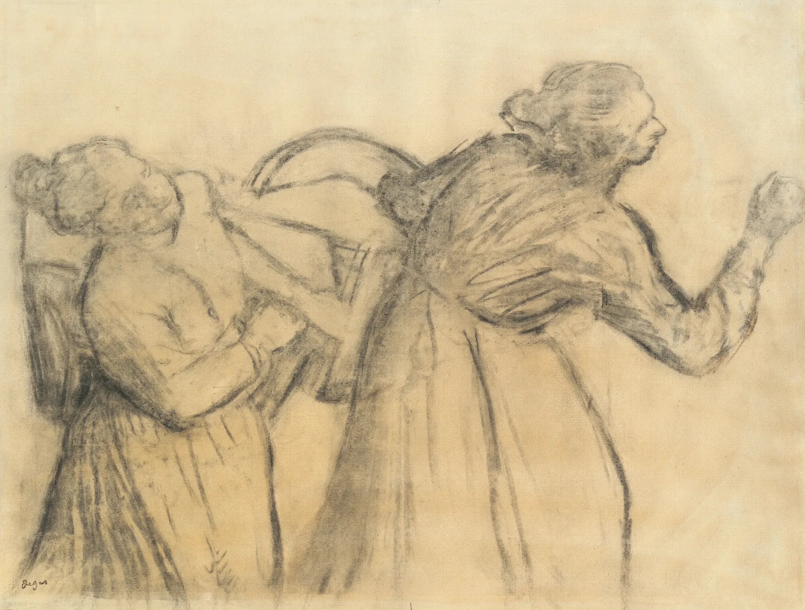 Laundress Carrying Linen Wall Art by Edgar Degas - Canvas Print