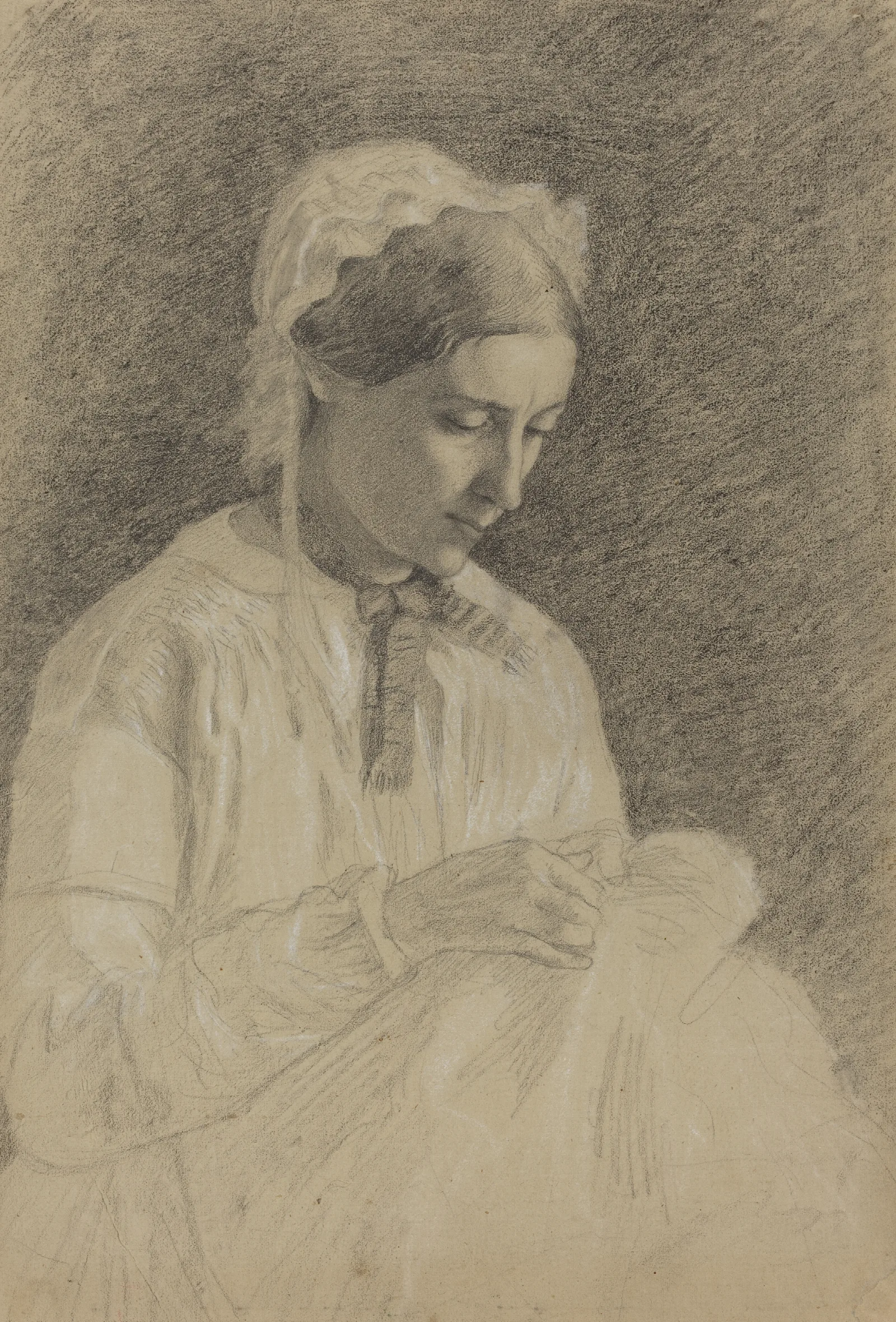 Woman Embroidering Wall Art by Edgar Degas - Canvas Print