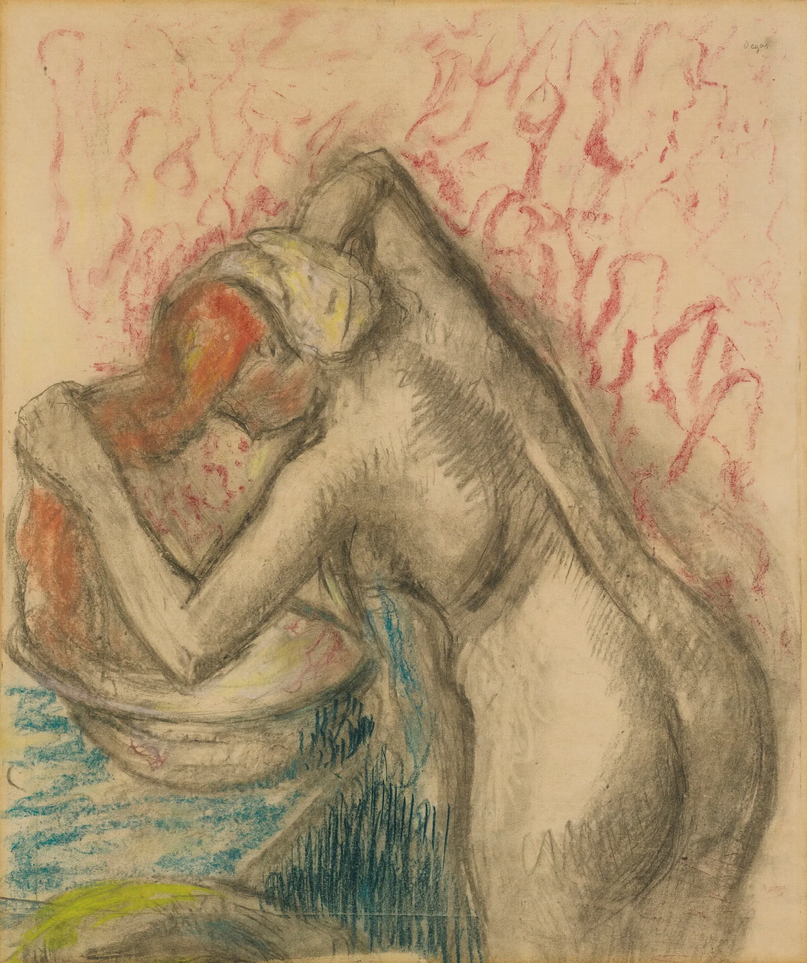 Apres Le Bain Femme Sessuyant Les Cheveux Wall Art by Edgar Degas - Canvas Print