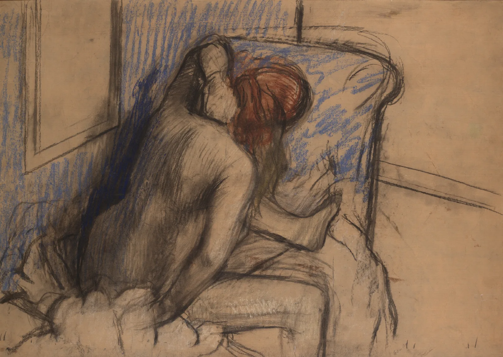 Woman Drying Her Hair Wall Art by Edgar Degas - Canvas Print