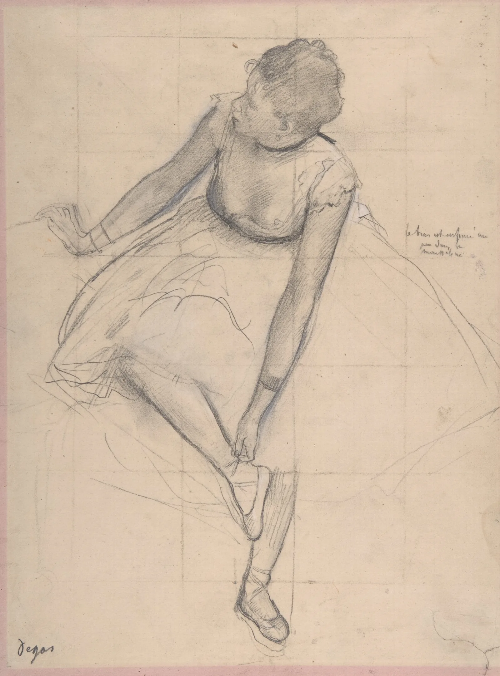 Dancer Adjusting Her Slipper Wall Art by Edgar Degas - Canvas Print