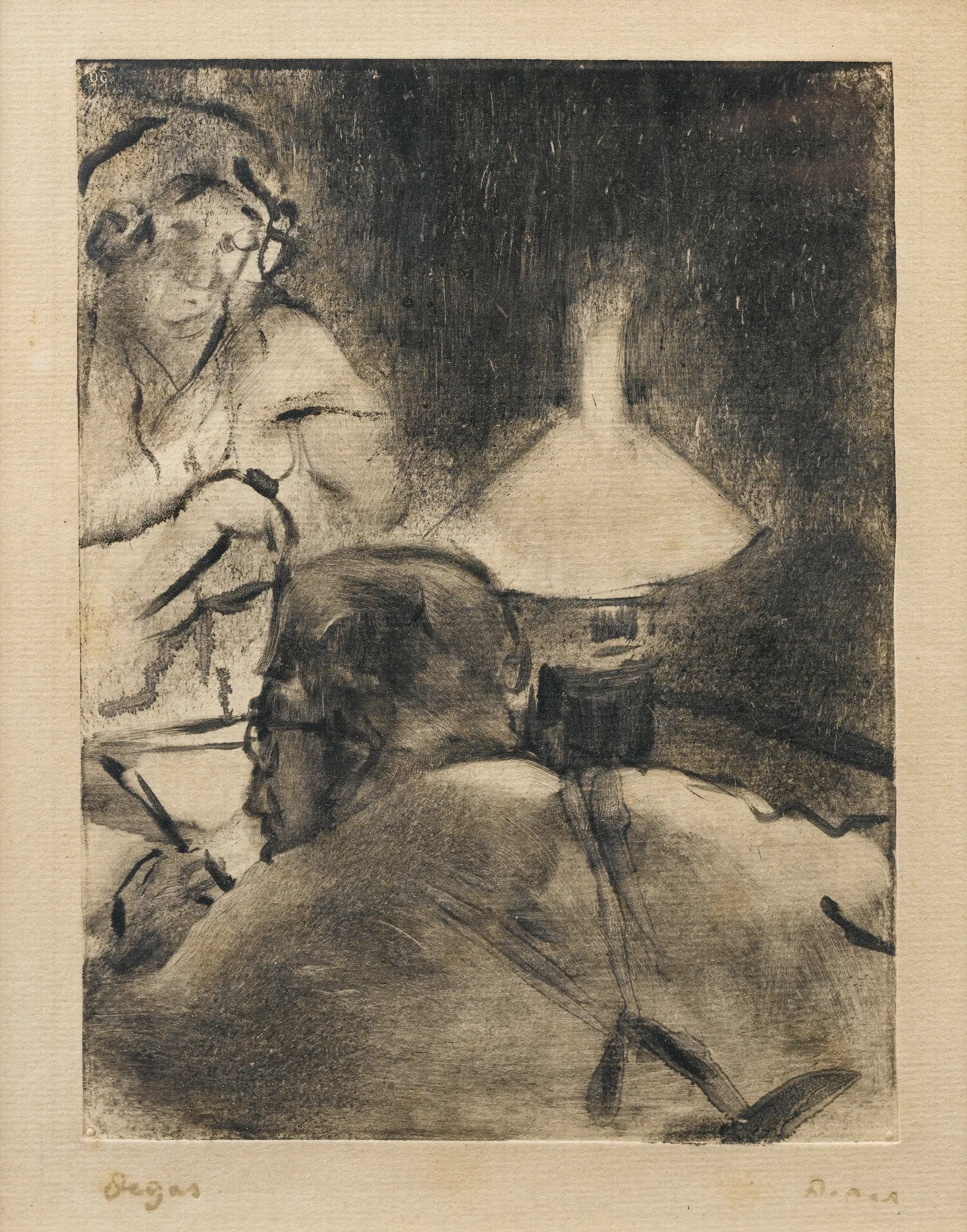 La Lecture Sous La Lampe M Cardinal Wall Art by Edgar Degas - Canvas Print