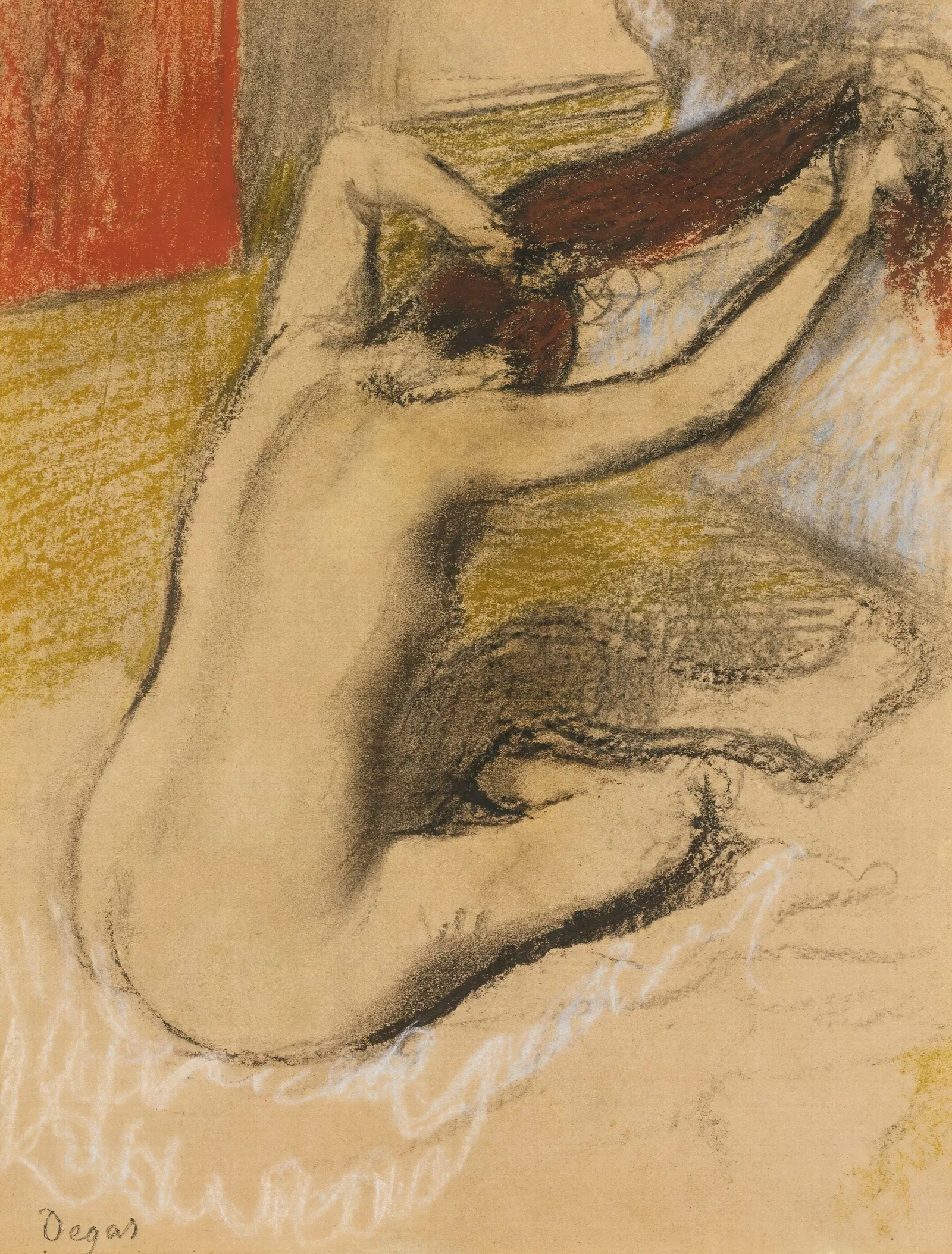 Femme Se Peignant Wall Art by Edgar Degas - Canvas Print