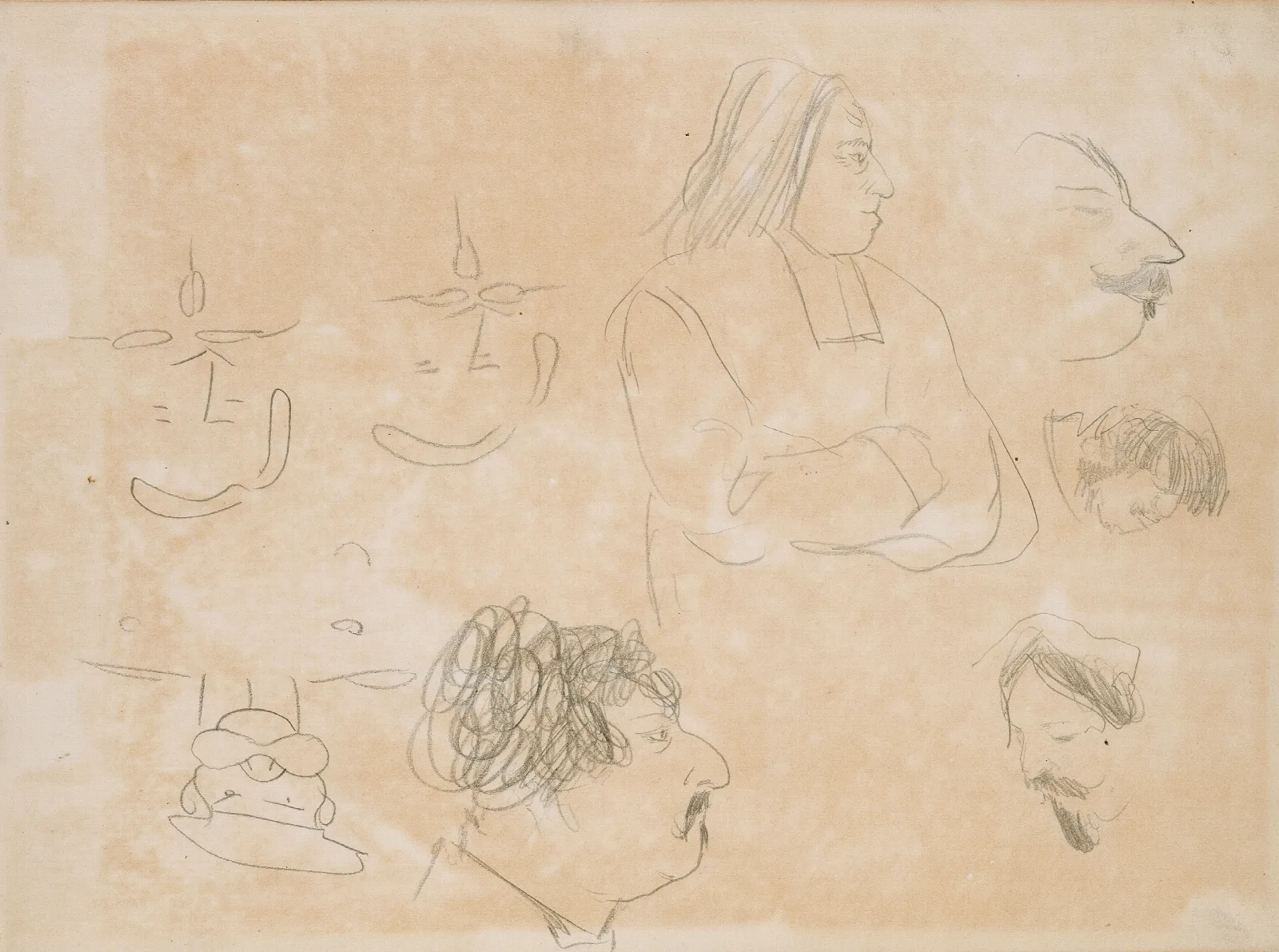 Caricature Sketches Wall Art by Edgar Degas - Canvas Print