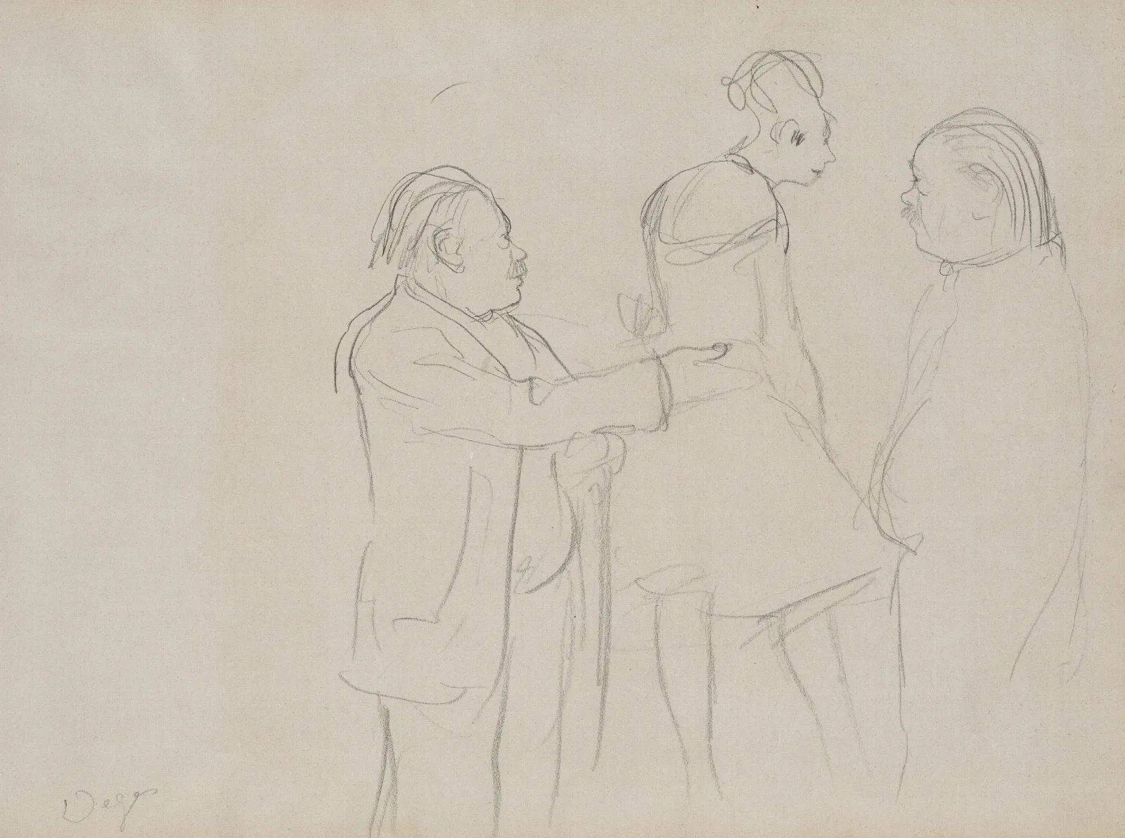 Sketches Of A Ballet Master Wall Art by Edgar Degas - Canvas Print