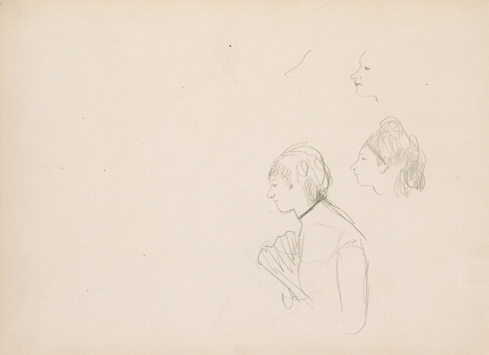 Sketches Of A Cafe Singer 2 Wall Art by Edgar Degas - Canvas Print