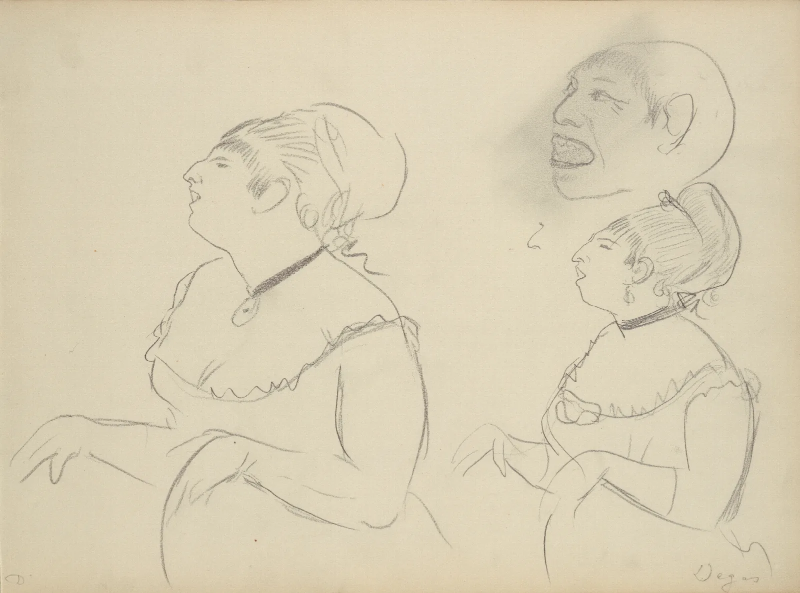 Sketches Of Cafe Singers 5 Wall Art by Edgar Degas - Canvas Print