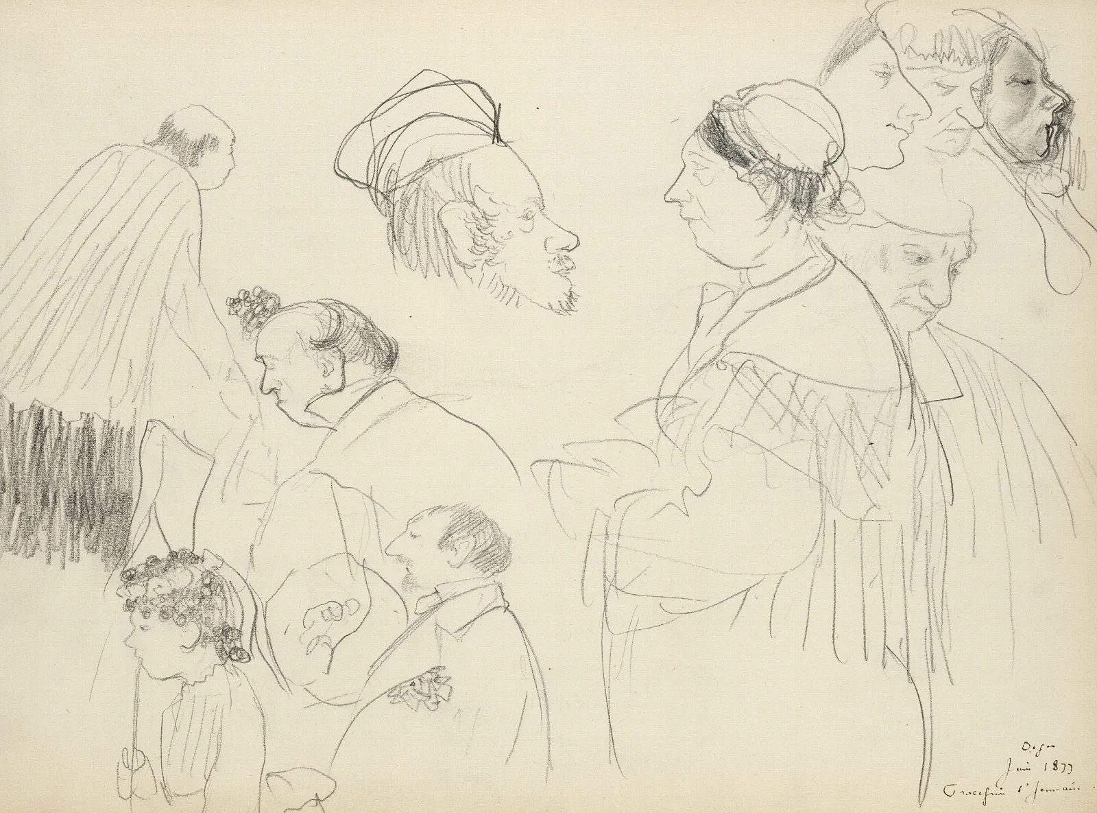 Sketches Of Figures At A Funeral Wall Art by Edgar Degas - Canvas Print